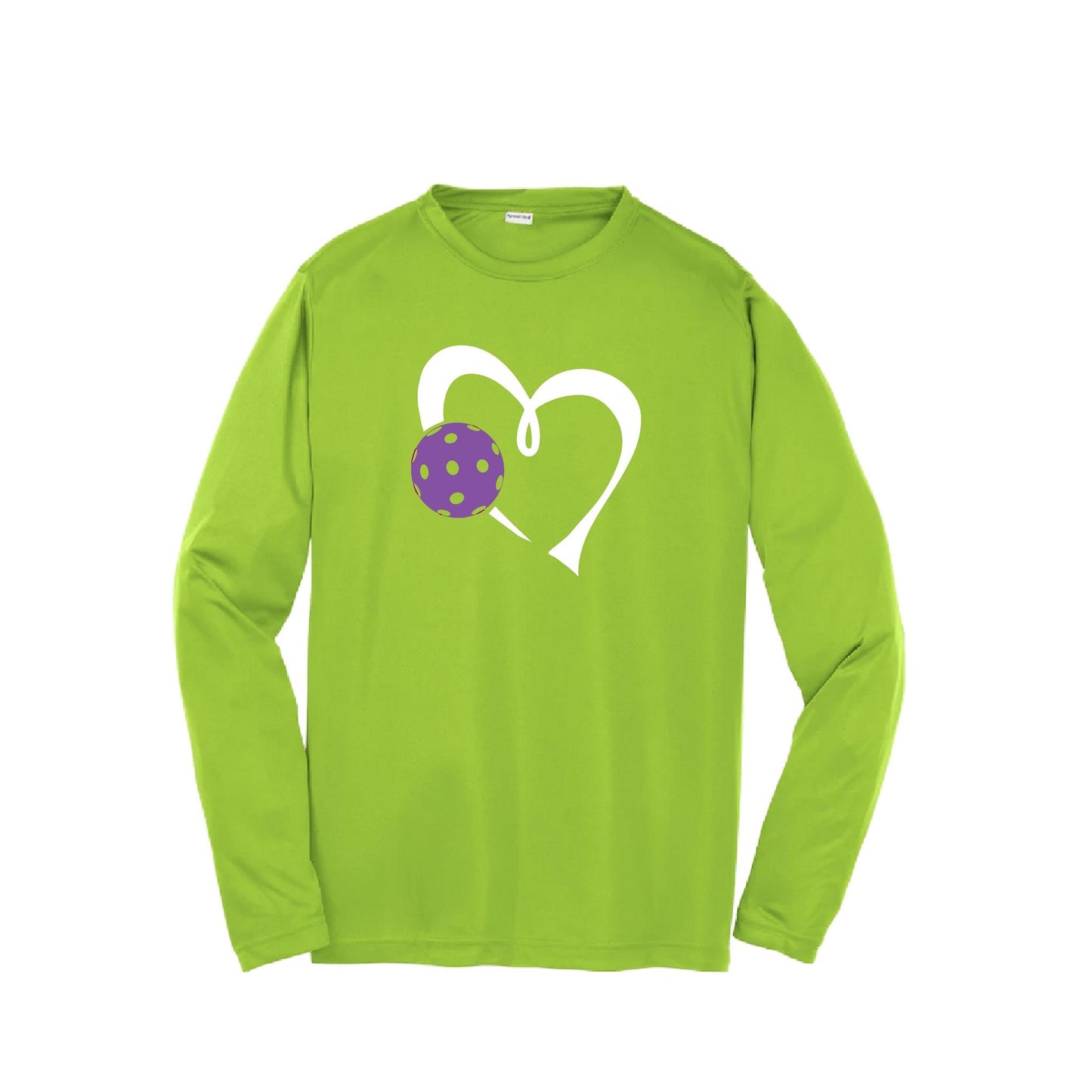 Love Pickleball (Purple) | Youth Long Sleeve Pickleball Performance T-Shirts | 100% Polyester