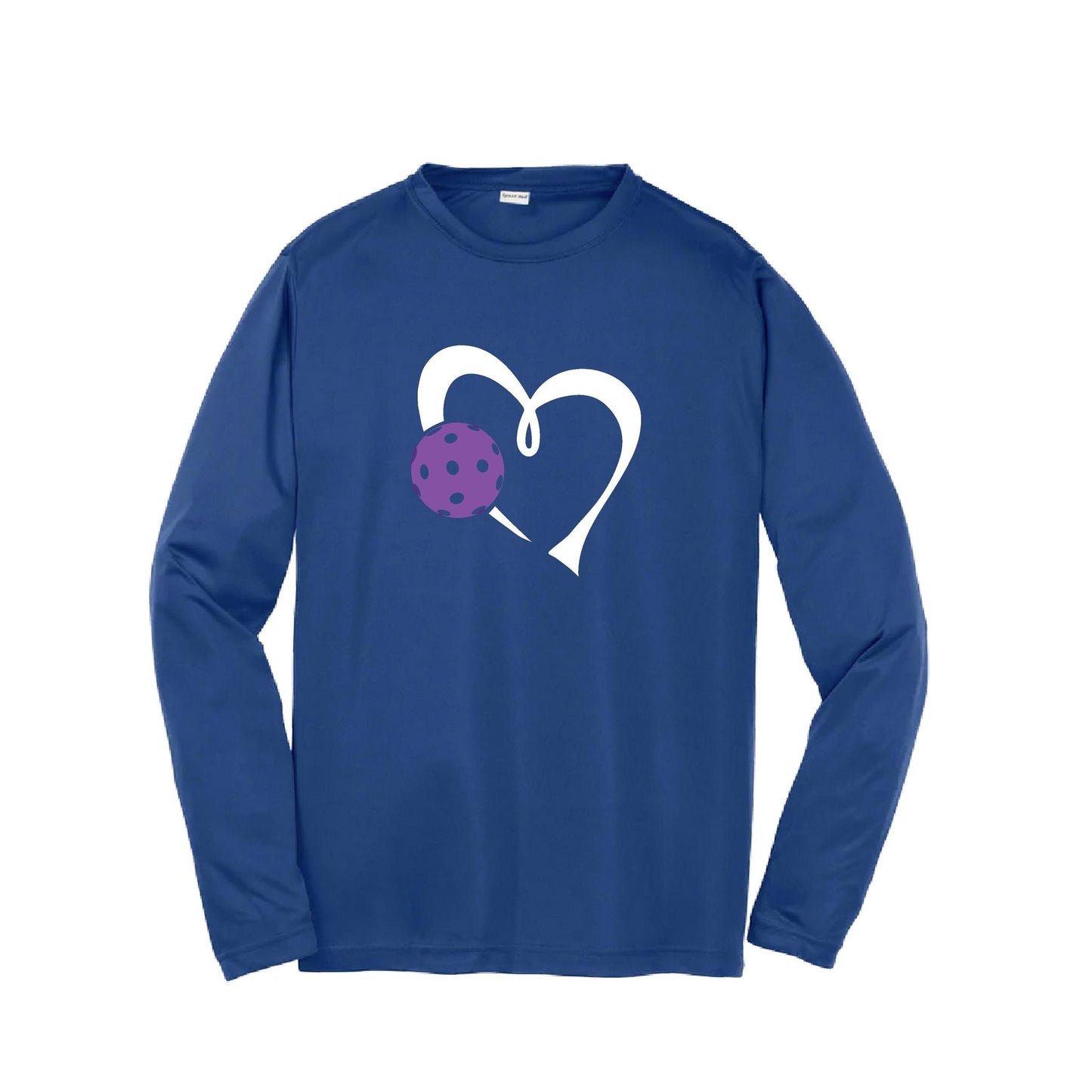 Love Pickleball (Purple) | Youth Long Sleeve Pickleball Performance T-Shirts | 100% Polyester