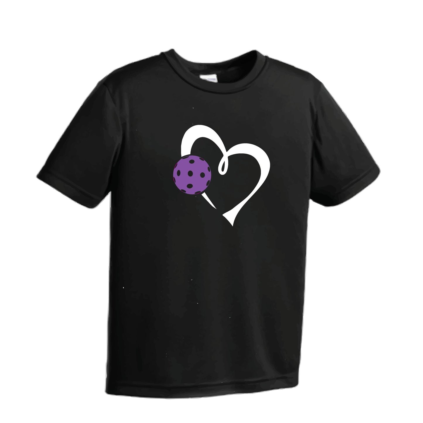Love Pickleball (Purple) | Youth Short Sleeve Pickleball Performance T-Shirts | 100% Polyester
