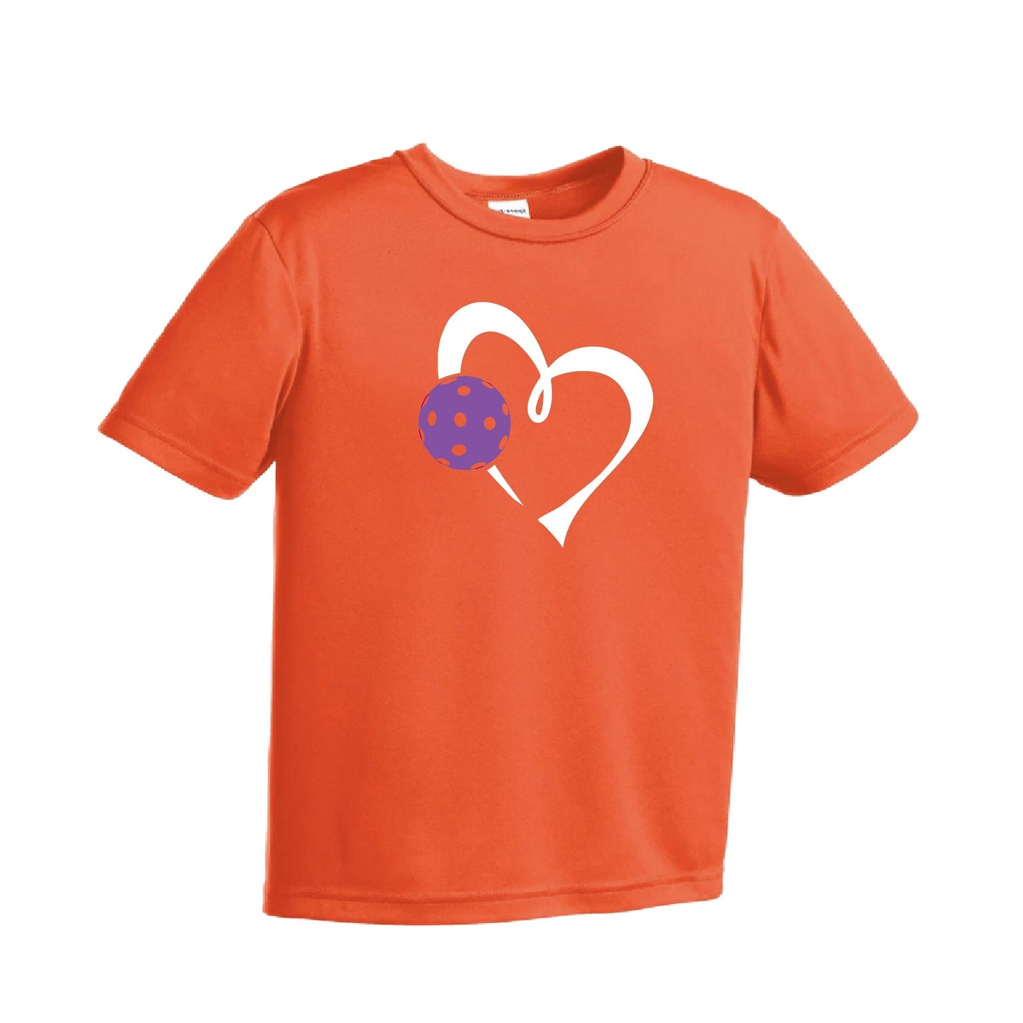 Love Pickleball (Purple) | Youth Short Sleeve Pickleball Performance T-Shirts | 100% Polyester