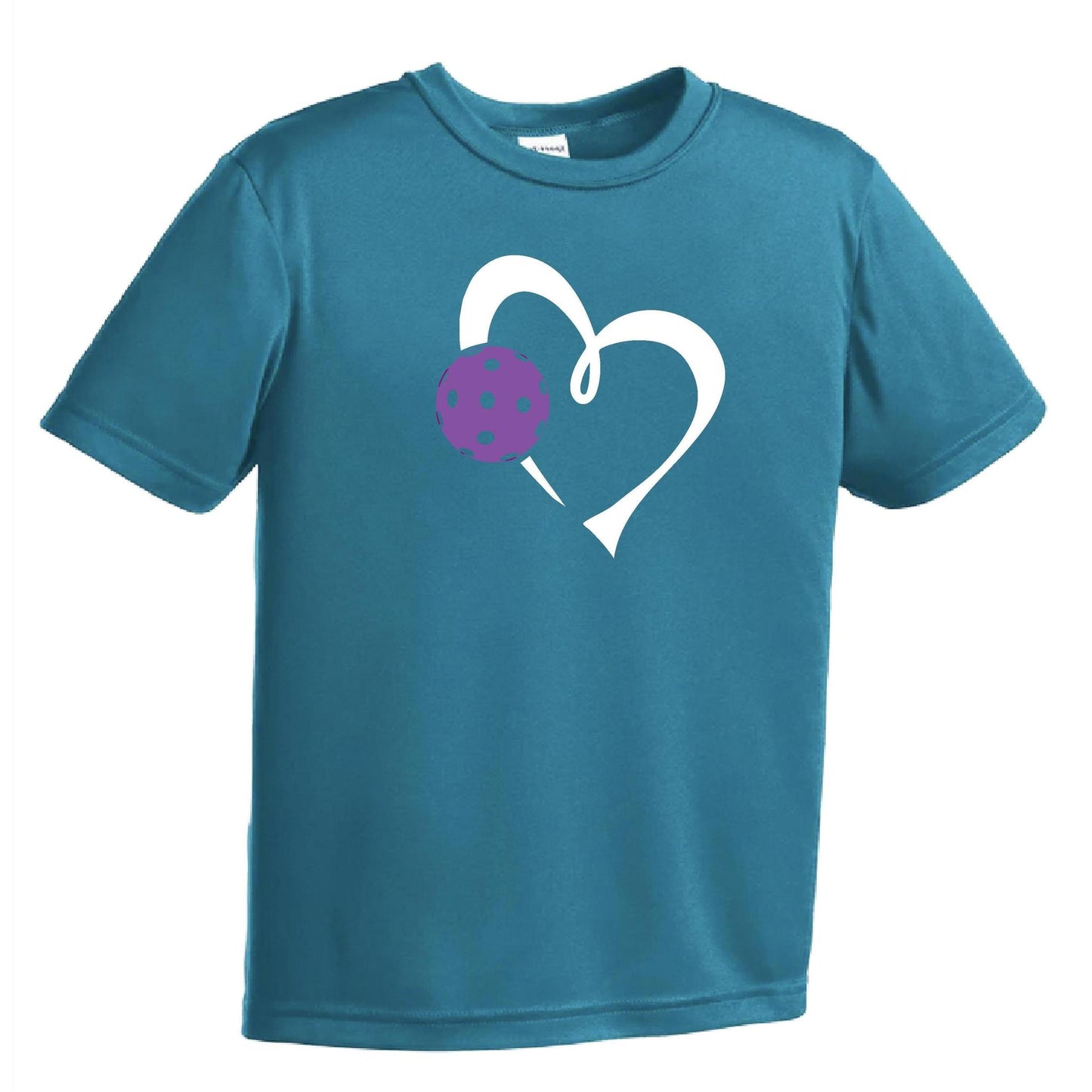 Love Pickleball (Purple) | Youth Short Sleeve Pickleball Performance T-Shirts | 100% Polyester