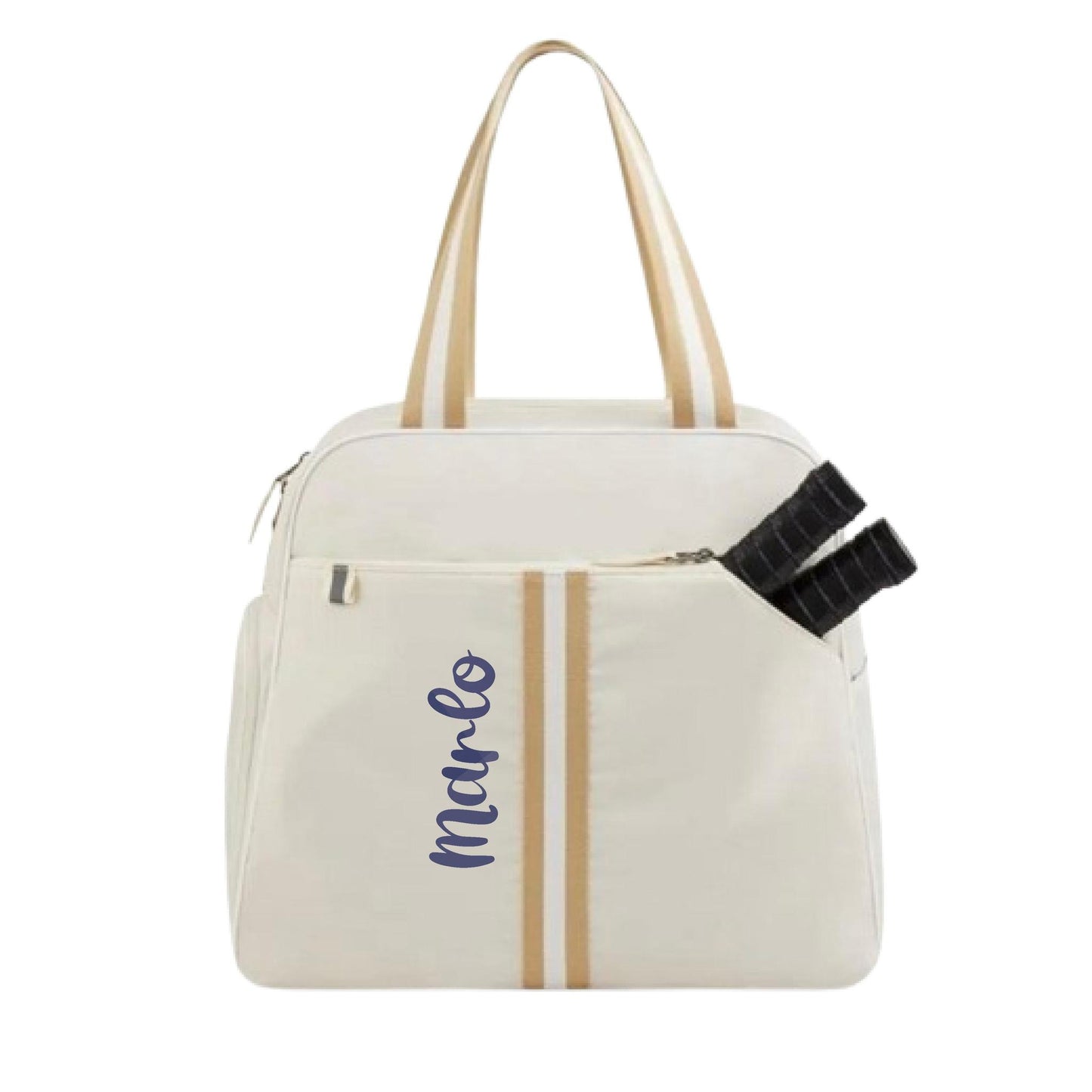 "Luxe Legacy" White Pickleball Bag (Free Customization) | Pickleball Sports Bag | Medium Size Court Bag