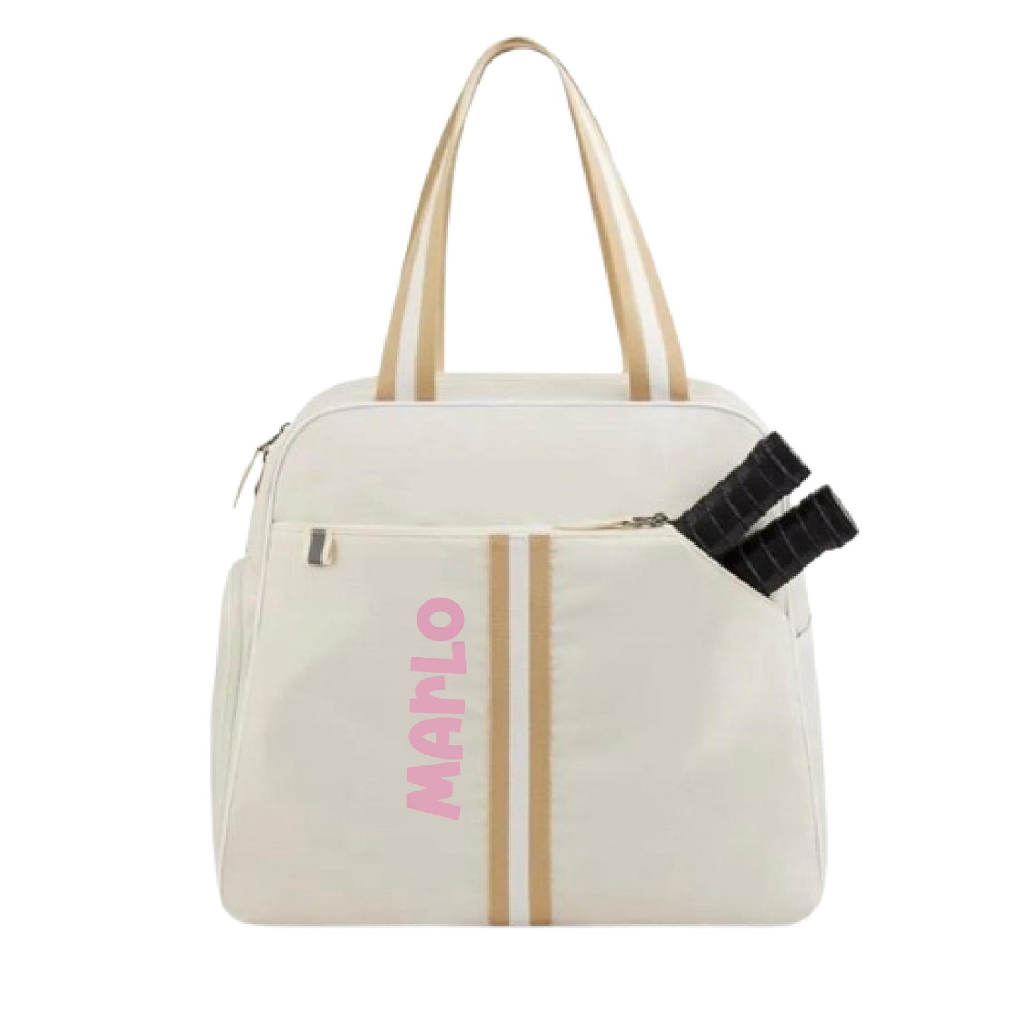 "Luxe Legacy" White Pickleball Bag (Free Customization) | Pickleball Sports Bag | Medium Size Court Bag