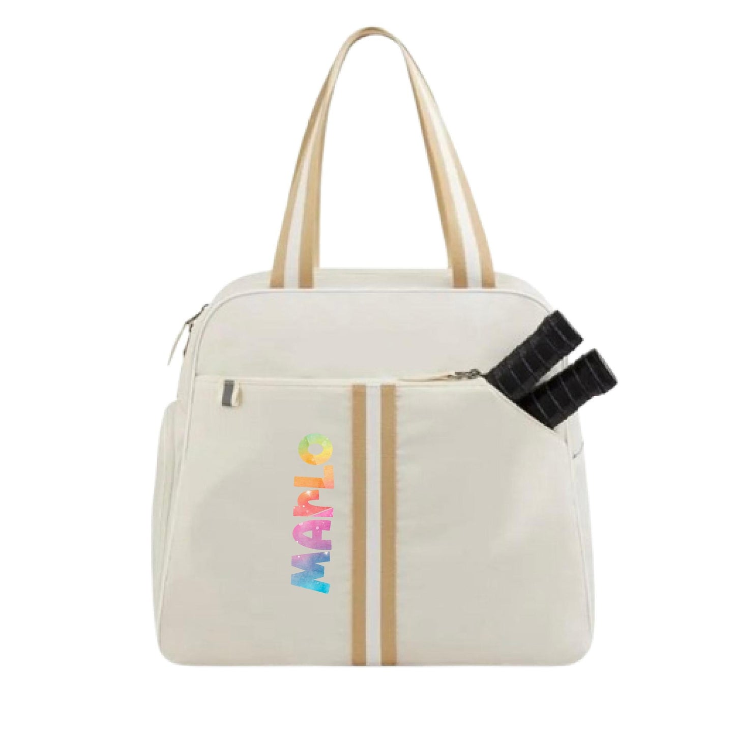 "Luxe Legacy" White Pickleball Bag (Free Customization) | Pickleball Sports Bag | Medium Size Court Bag