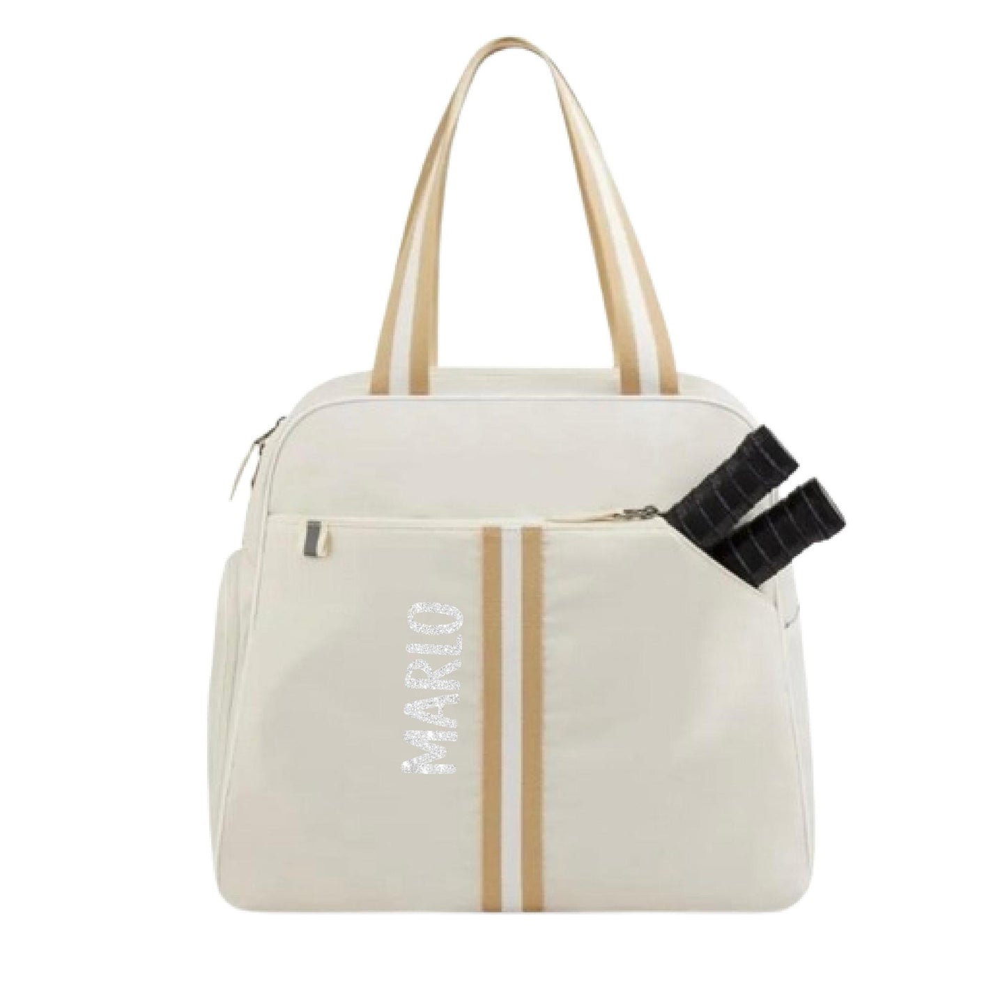 "Luxe Legacy" White Pickleball Bag (Free Customization) | Pickleball Sports Bag | Medium Size Court Bag