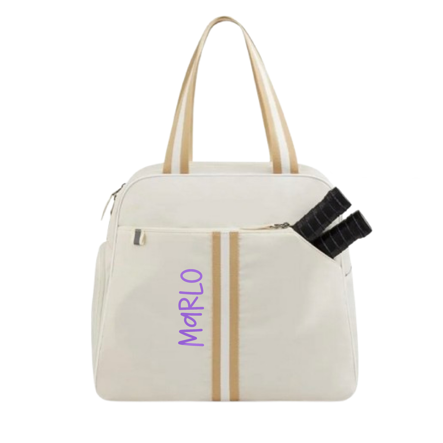 "Luxe Legacy" White Pickleball Bag (Free Customization) | Pickleball Sports Bag | Medium Size Court Bag