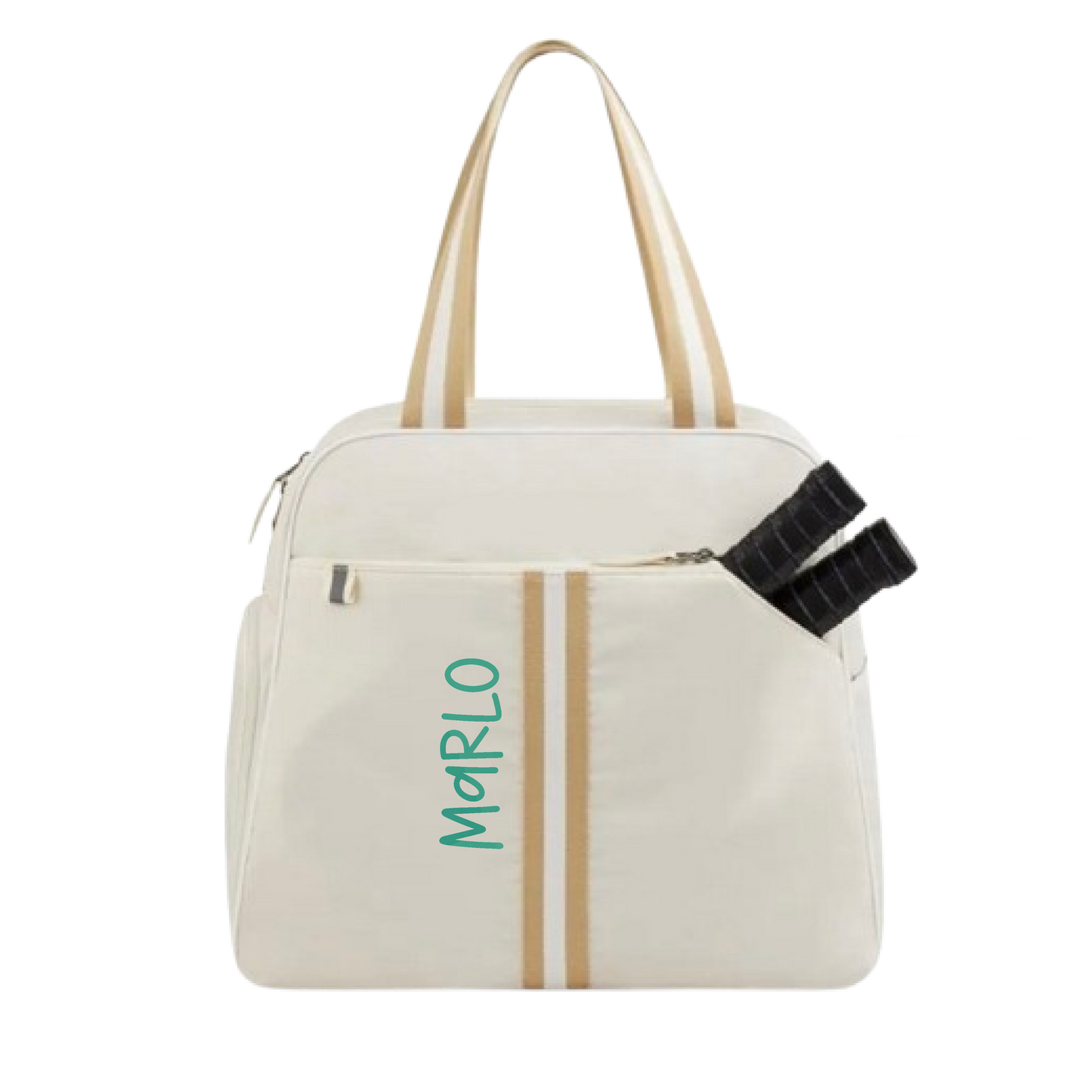 "Luxe Legacy" White Pickleball Bag (Free Customization) | Pickleball Sports Bag | Medium Size Court Bag