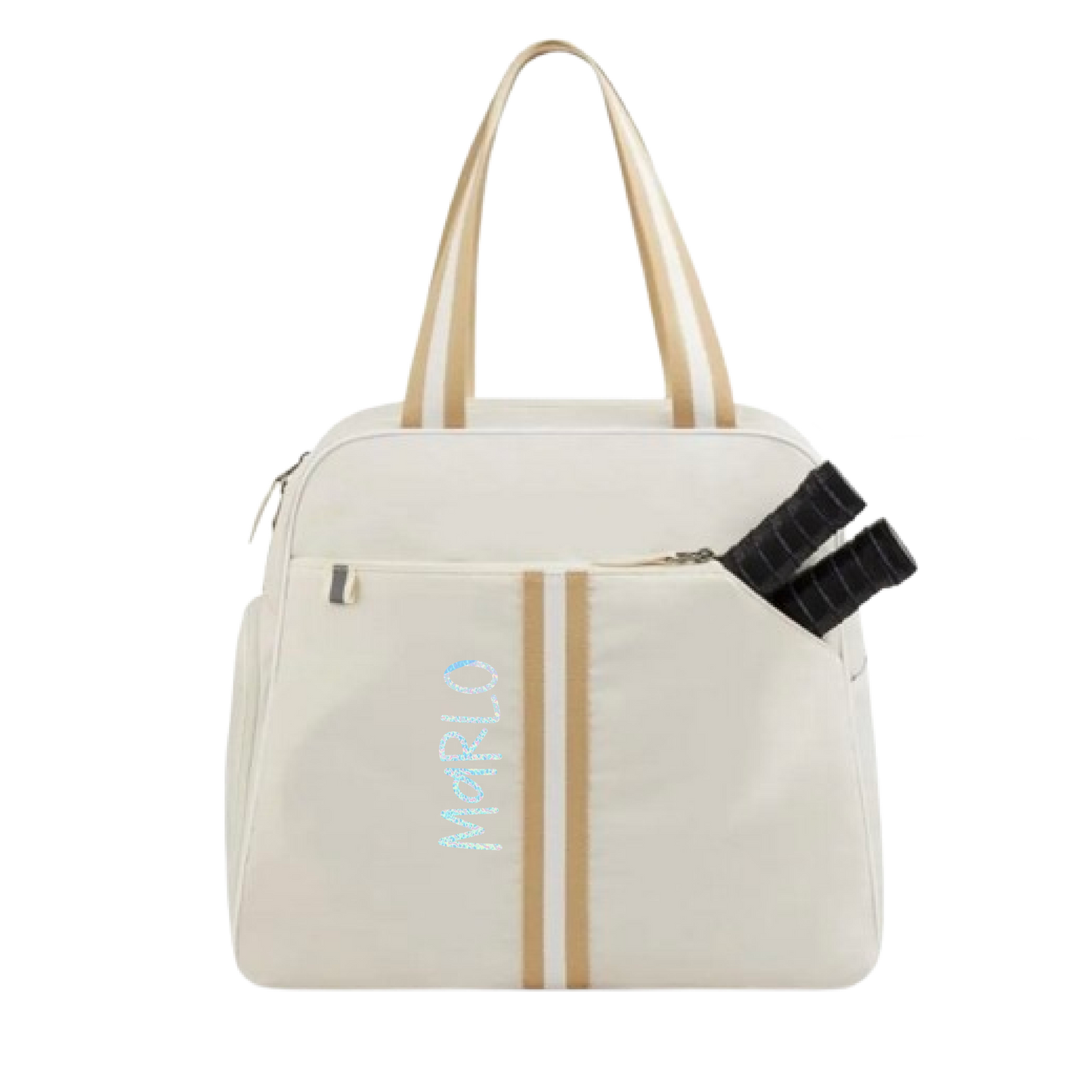 "Luxe Legacy" White Pickleball Bag (Free Customization) | Pickleball Sports Bag | Medium Size Court Bag