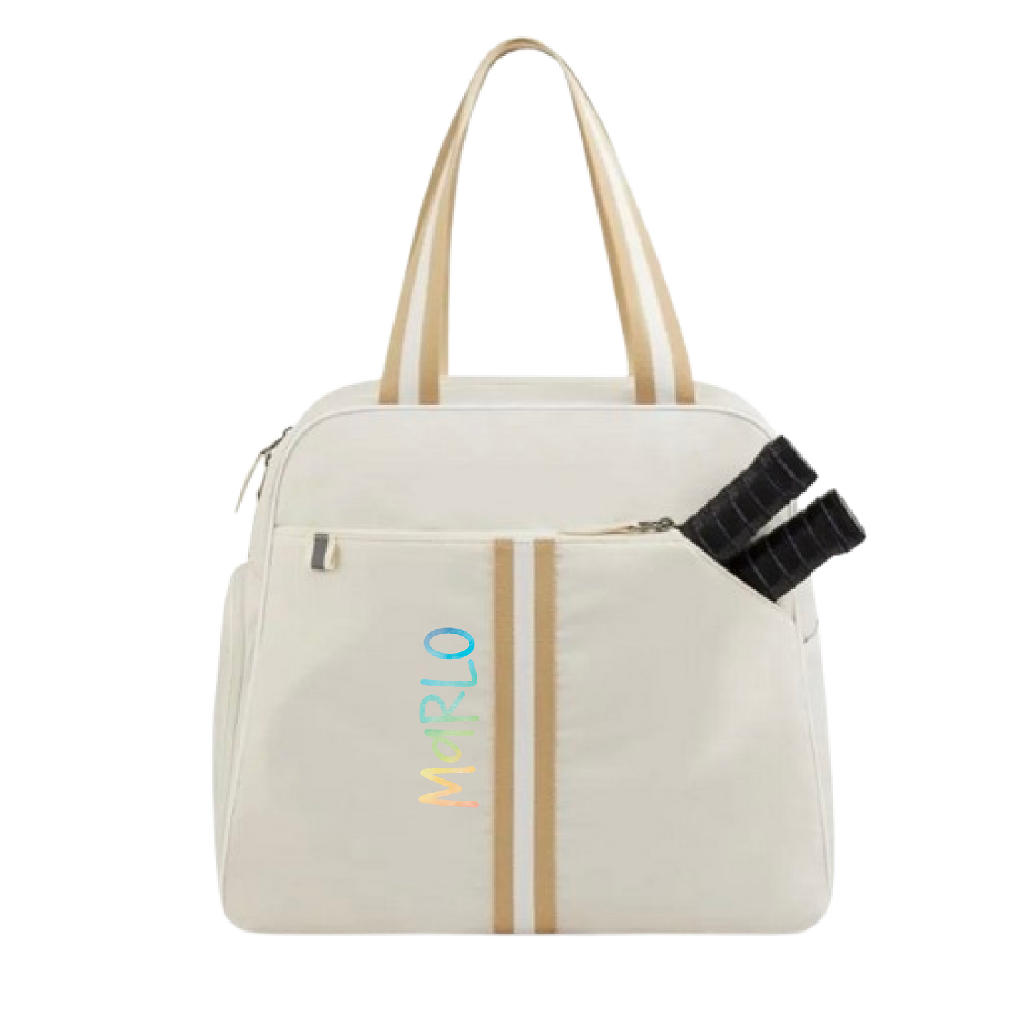 "Luxe Legacy" White Pickleball Bag (Free Customization) | Pickleball Sports Bag | Medium Size Court Bag