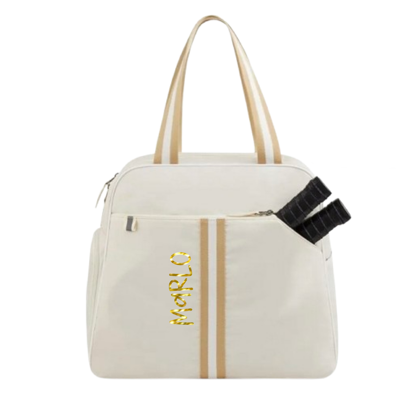 "Luxe Legacy" White Pickleball Bag (Free Customization) | Pickleball Sports Bag | Medium Size Court Bag