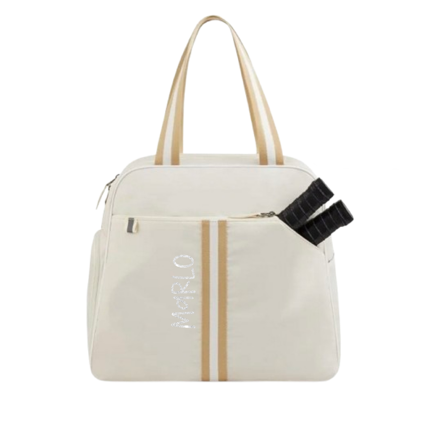 "Luxe Legacy" White Pickleball Bag (Free Customization) | Pickleball Sports Bag | Medium Size Court Bag