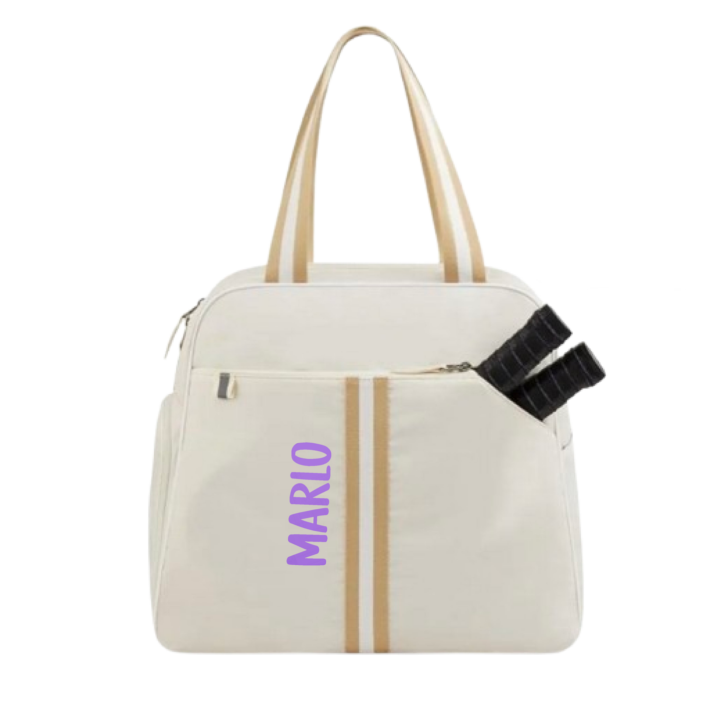 "Luxe Legacy" White Pickleball Bag (Free Customization) | Pickleball Sports Bag | Medium Size Court Bag