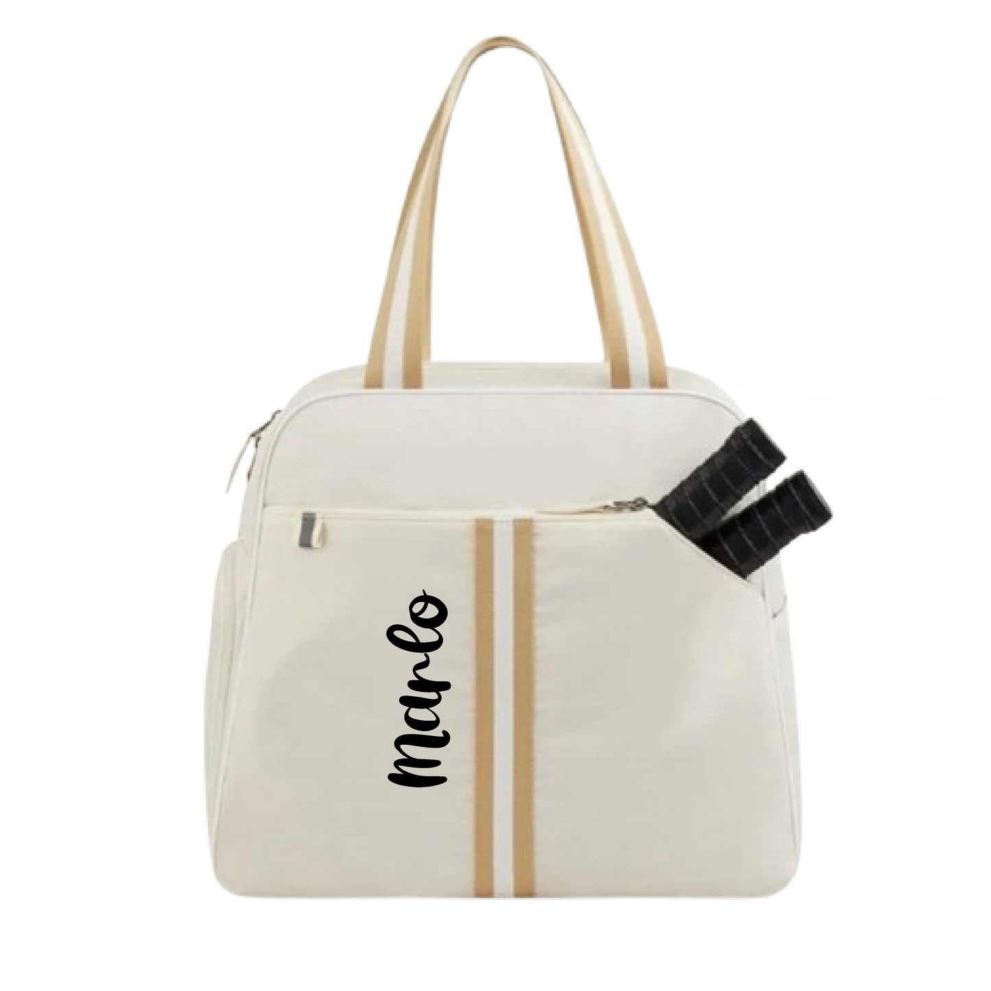 "Luxe Legacy" White Pickleball Bag (Free Customization) | Pickleball Sports Bag | Medium Size Court Bag