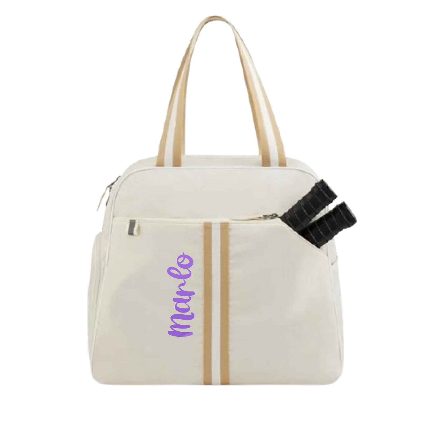 "Luxe Legacy" White Pickleball Bag (Free Customization) | Pickleball Sports Bag | Medium Size Court Bag