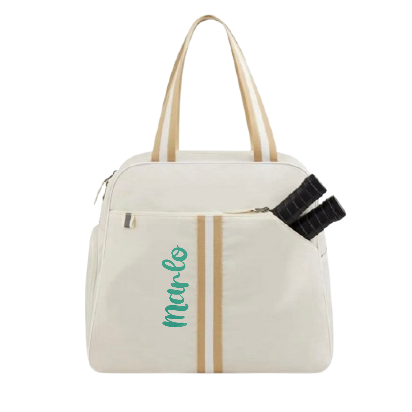 "Luxe Legacy" White Pickleball Bag (Free Customization) | Pickleball Sports Bag | Medium Size Court Bag