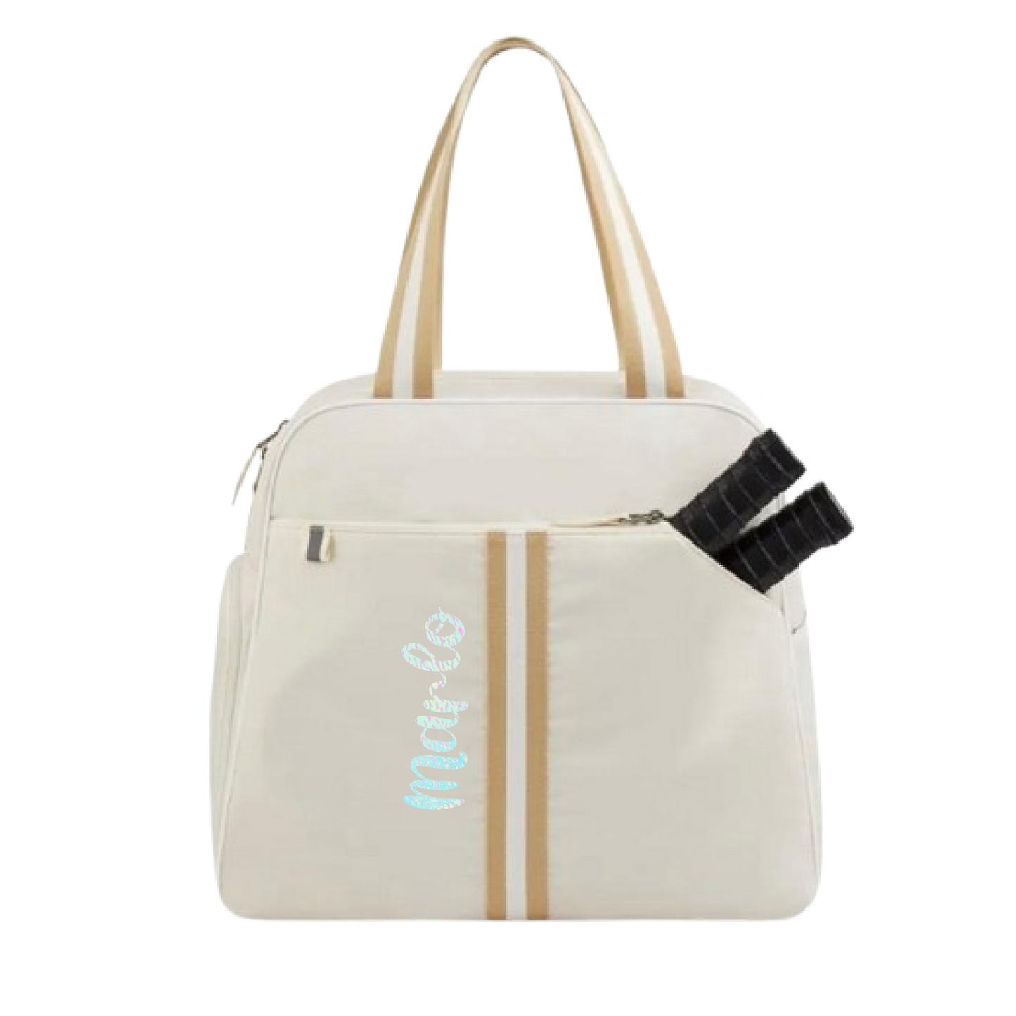 "Luxe Legacy" White Pickleball Bag (Free Customization) | Pickleball Sports Bag | Medium Size Court Bag