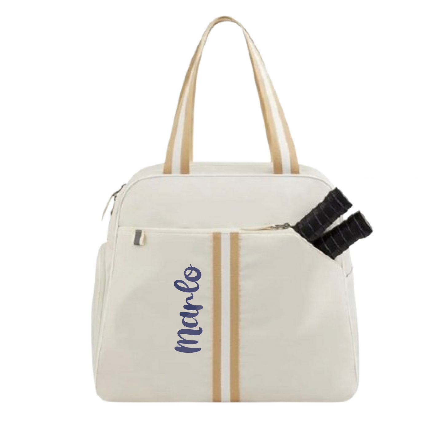 "Luxe Legacy" White Pickleball Bag (Free Customization) | Pickleball Sports Bag | Medium Size Court Bag