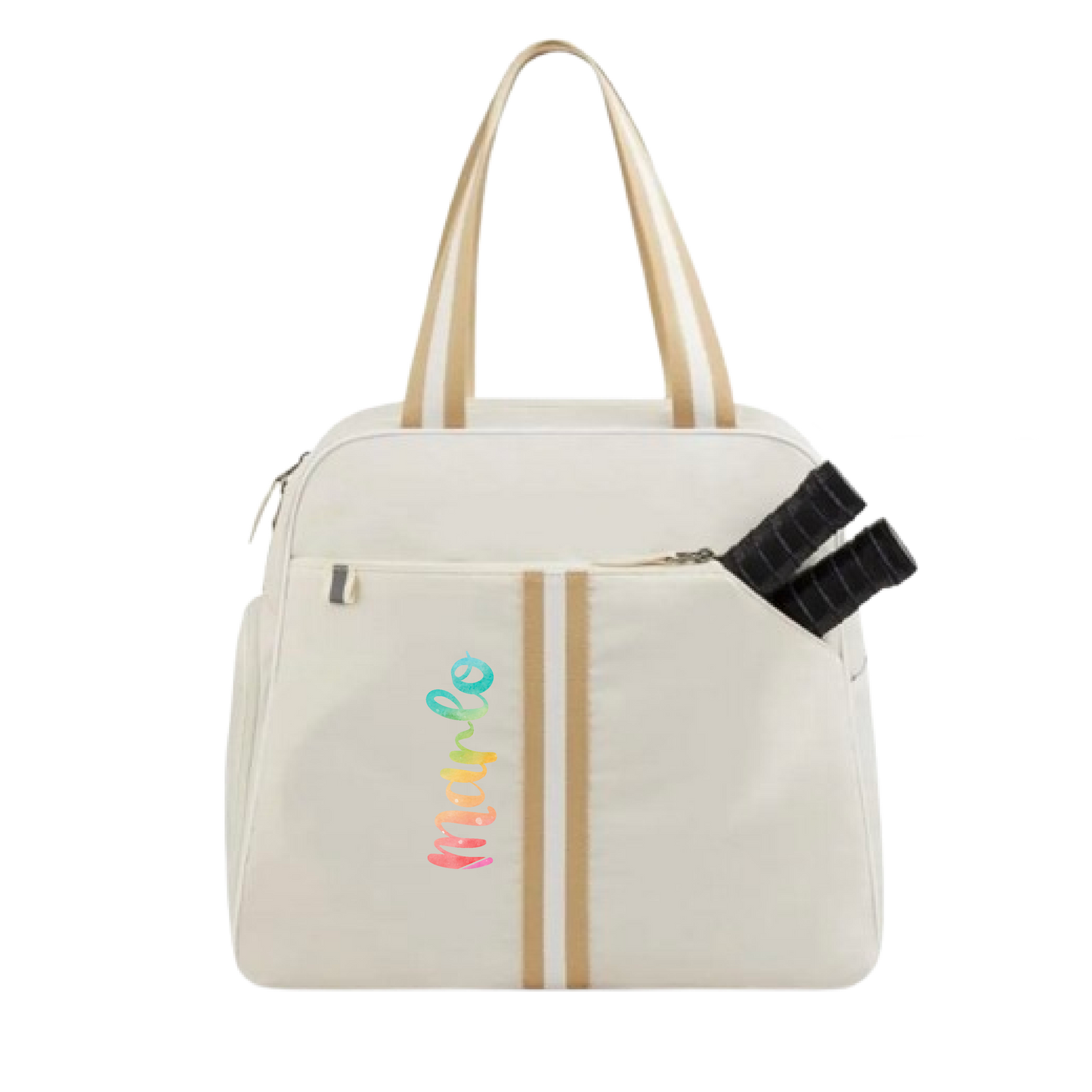 "Luxe Legacy" White Pickleball Bag (Free Customization) | Pickleball Sports Bag | Medium Size Court Bag