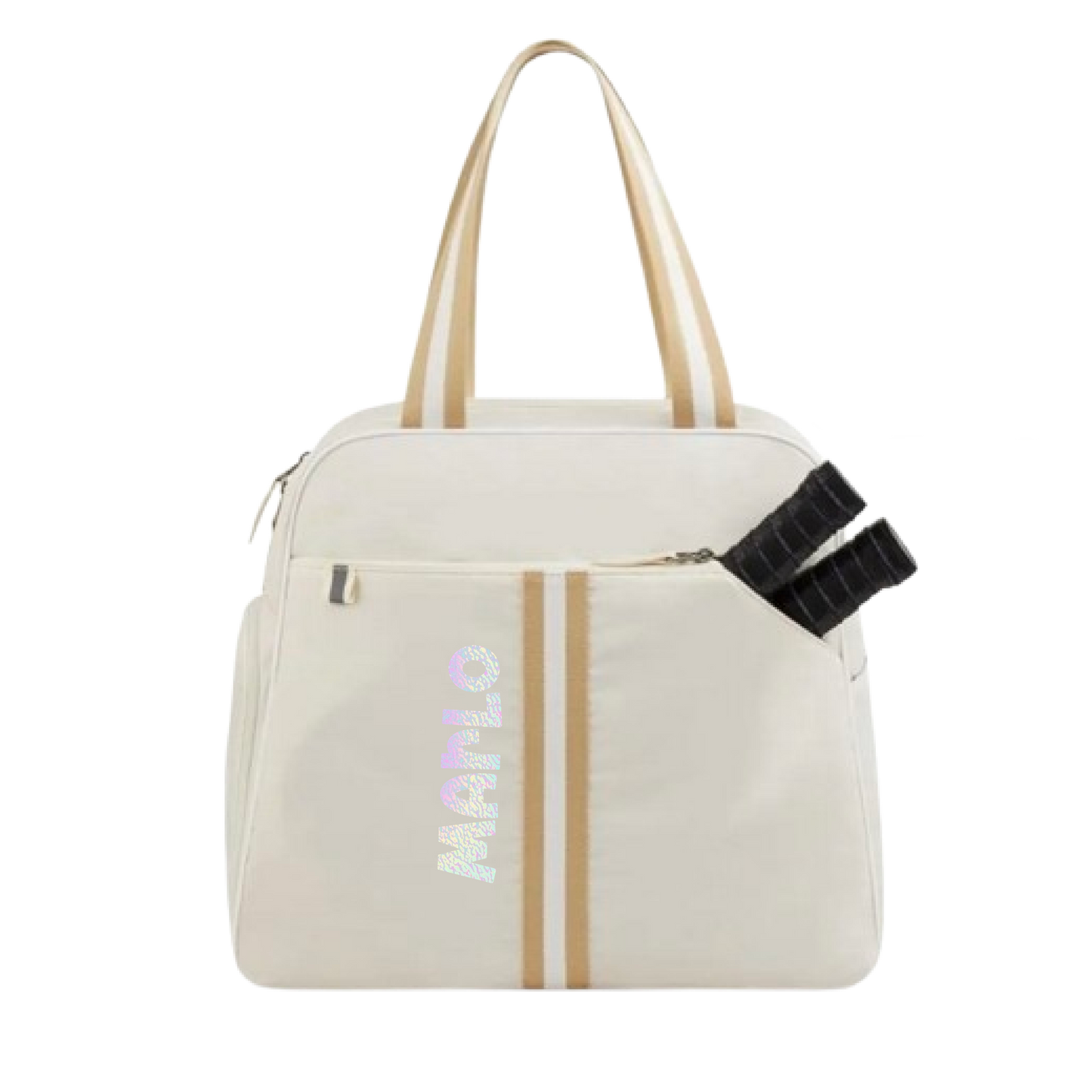 "Luxe Legacy" White Pickleball Bag (Free Customization) | Pickleball Sports Bag | Medium Size Court Bag