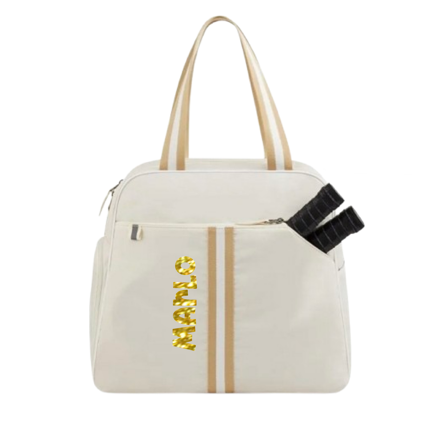 "Luxe Legacy" White Pickleball Bag (Free Customization) | Pickleball Sports Bag | Medium Size Court Bag