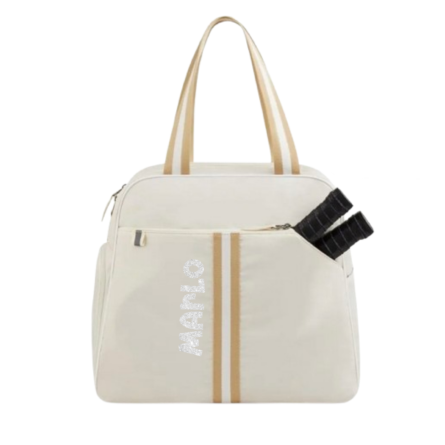 "Luxe Legacy" White Pickleball Bag (Free Customization) | Pickleball Sports Bag | Medium Size Court Bag