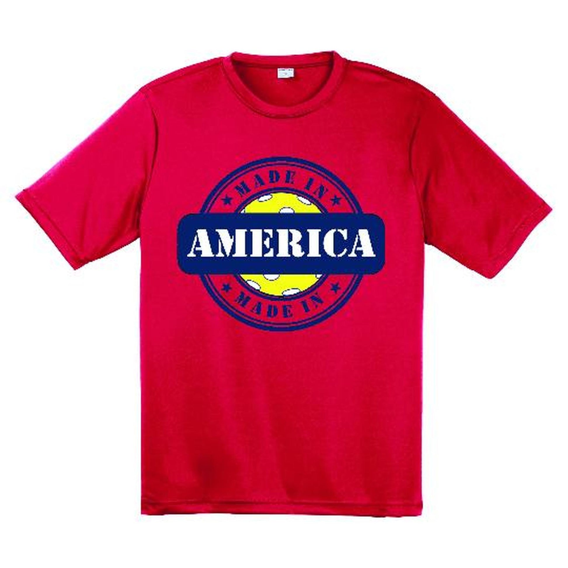 Made In America With Pickleball | Clearance Men’s Short Sleeve Pickleball Performance T-Shirt | 100% Polyester
