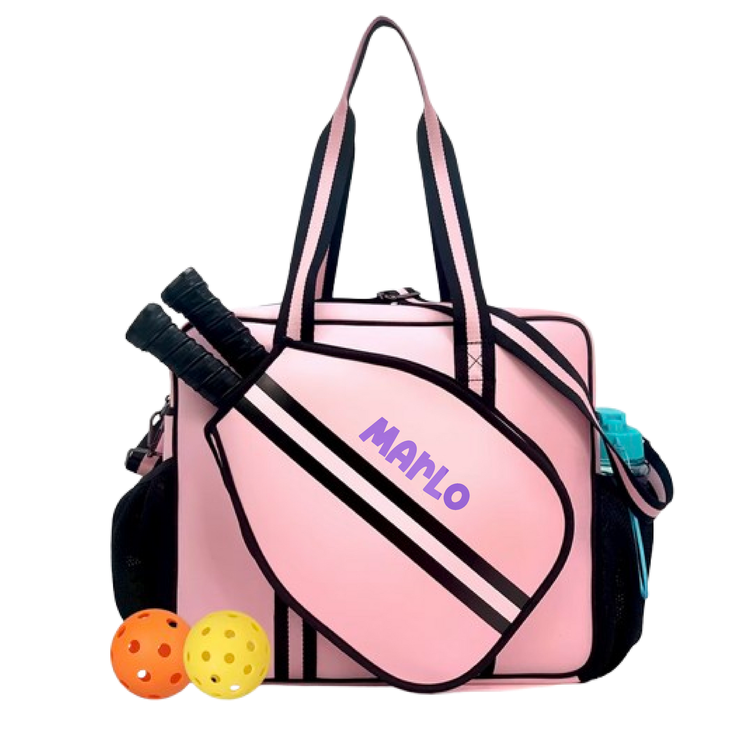 "Magnolia" Pink and Black Pickleball Bag (Free Customization) | Pickleball Sports Bag | Medium Size Court Bag