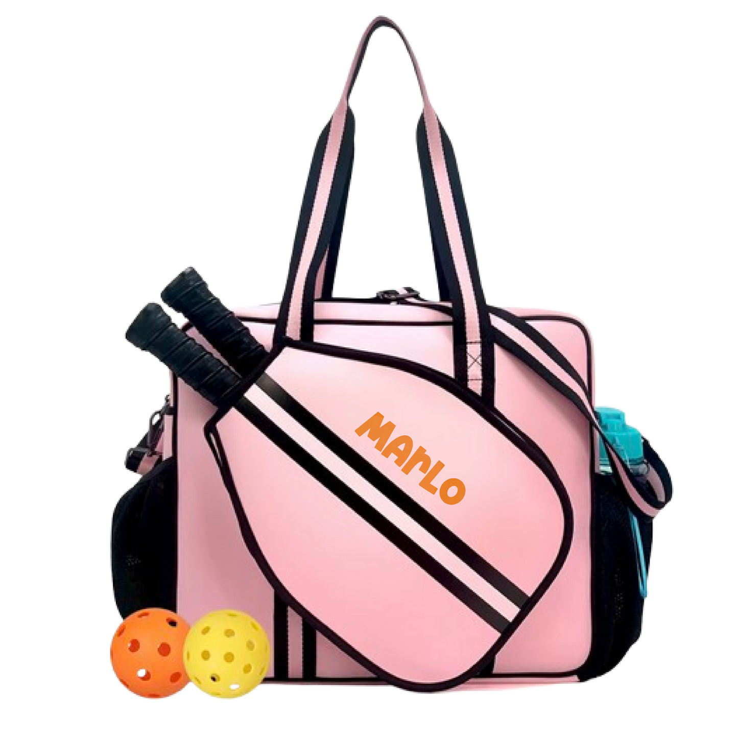 "Magnolia" Pink and Black Pickleball Bag (Free Customization) | Pickleball Sports Bag | Medium Size Court Bag