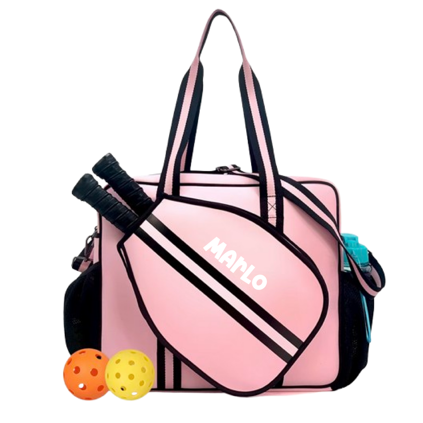 "Magnolia" Pink and Black Pickleball Bag (Free Customization) | Pickleball Sports Bag | Medium Size Court Bag