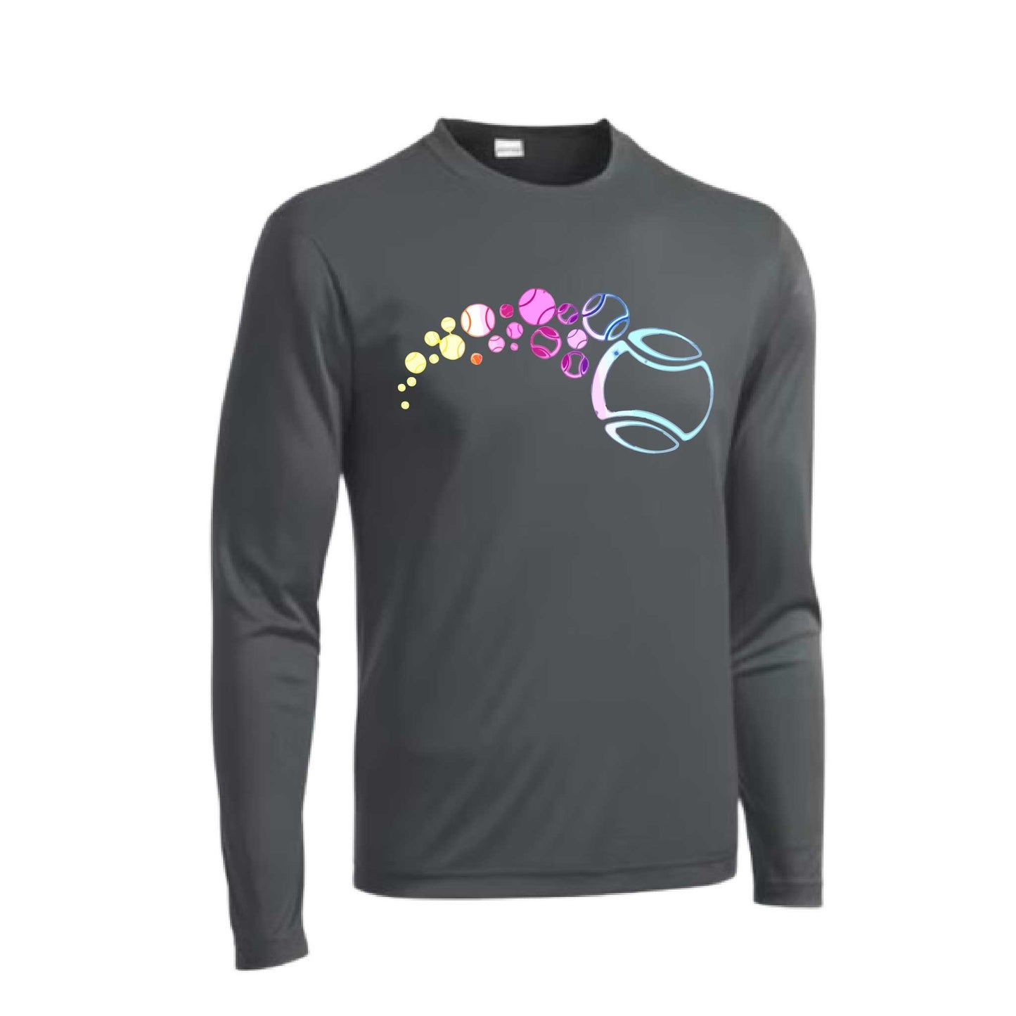 Tennis Focus | Men's Long Sleeve Athletic Tennis Performance T-Shirt | 100% Polyester