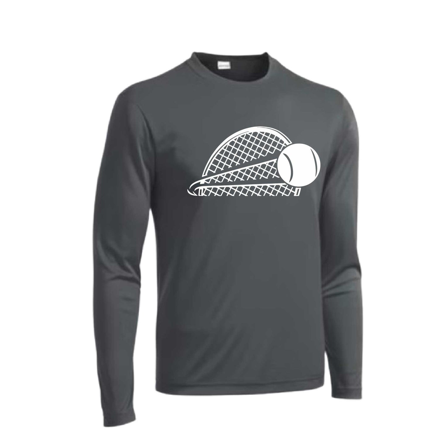 Half Tennis Racquet | Men's Long Sleeve Athletic Tennis Performance T-Shirt | 100% Polyester