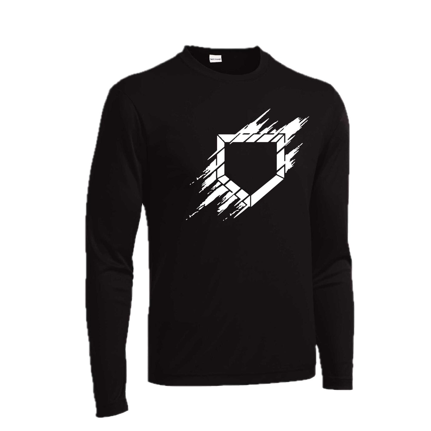 Home Plate | Men's Long Sleeve Athletic Baseball Performance T-Shirt | 100% Polyester