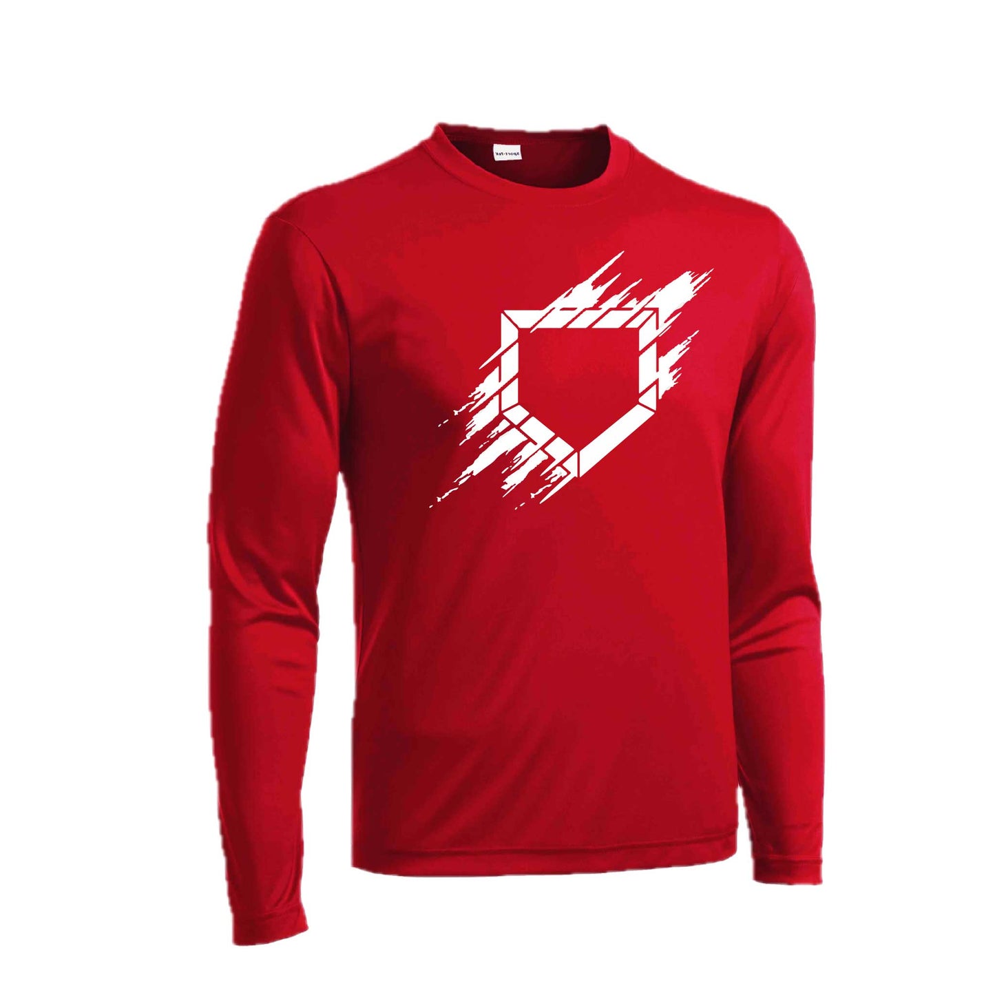 Home Plate | Men's Long Sleeve Athletic Baseball Performance T-Shirt | 100% Polyester
