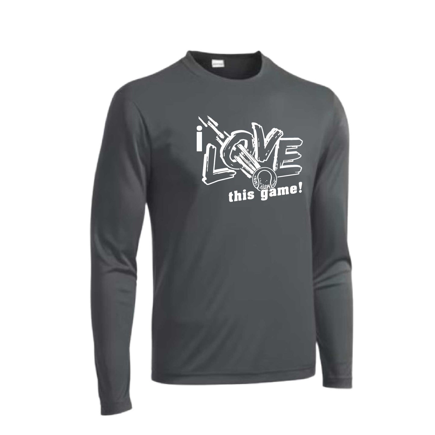 I Love This Game | Men's Long Sleeve Athletic Tennis Performance T-Shirt | 100% Polyester