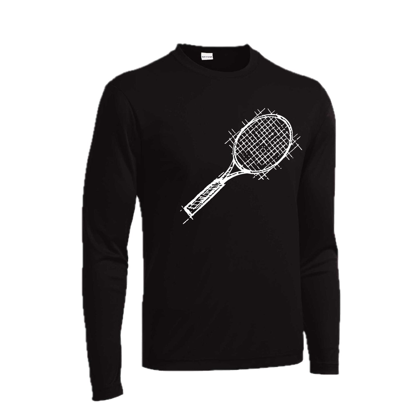Tennis Retro | Men's Long Sleeve Athletic Tennis Performance T-Shirt | 100% Polyester