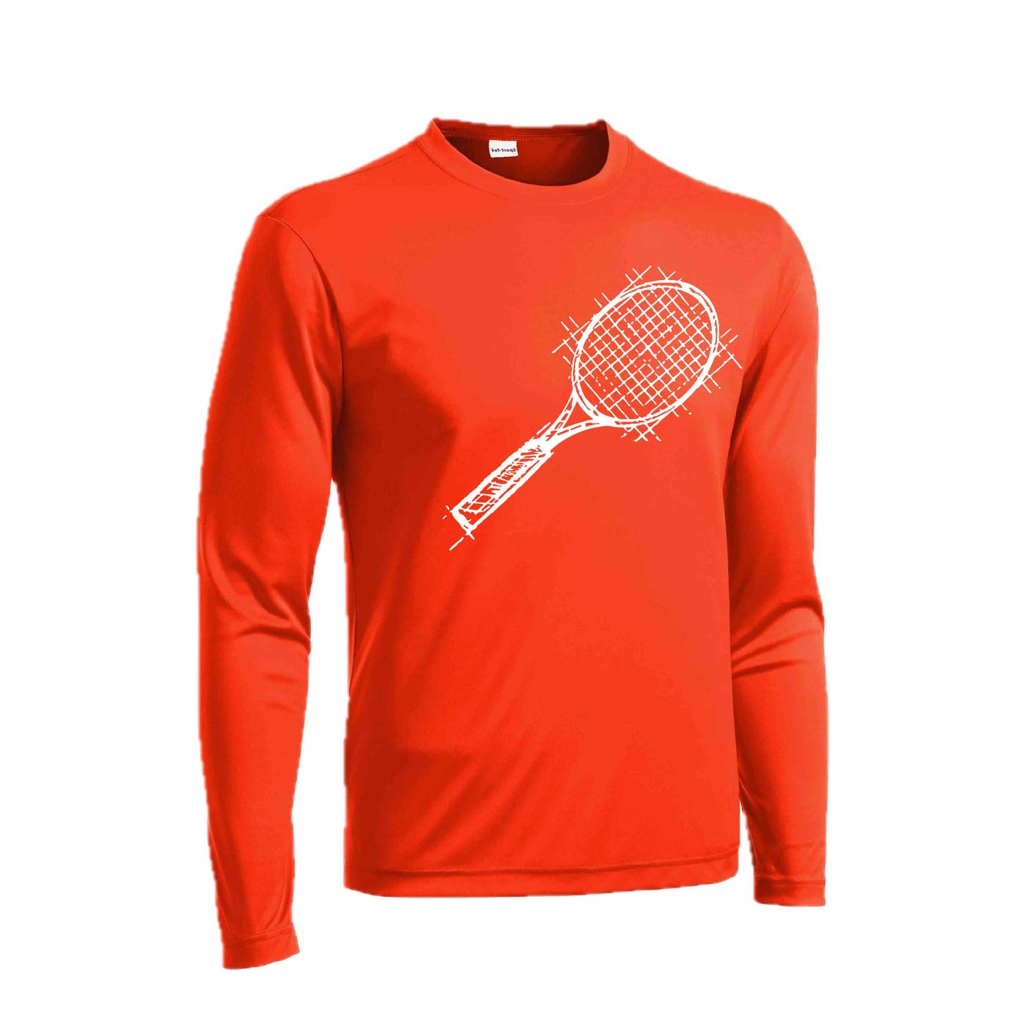 Tennis Retro | Men's Long Sleeve Athletic Tennis Performance T-Shirt | 100% Polyester