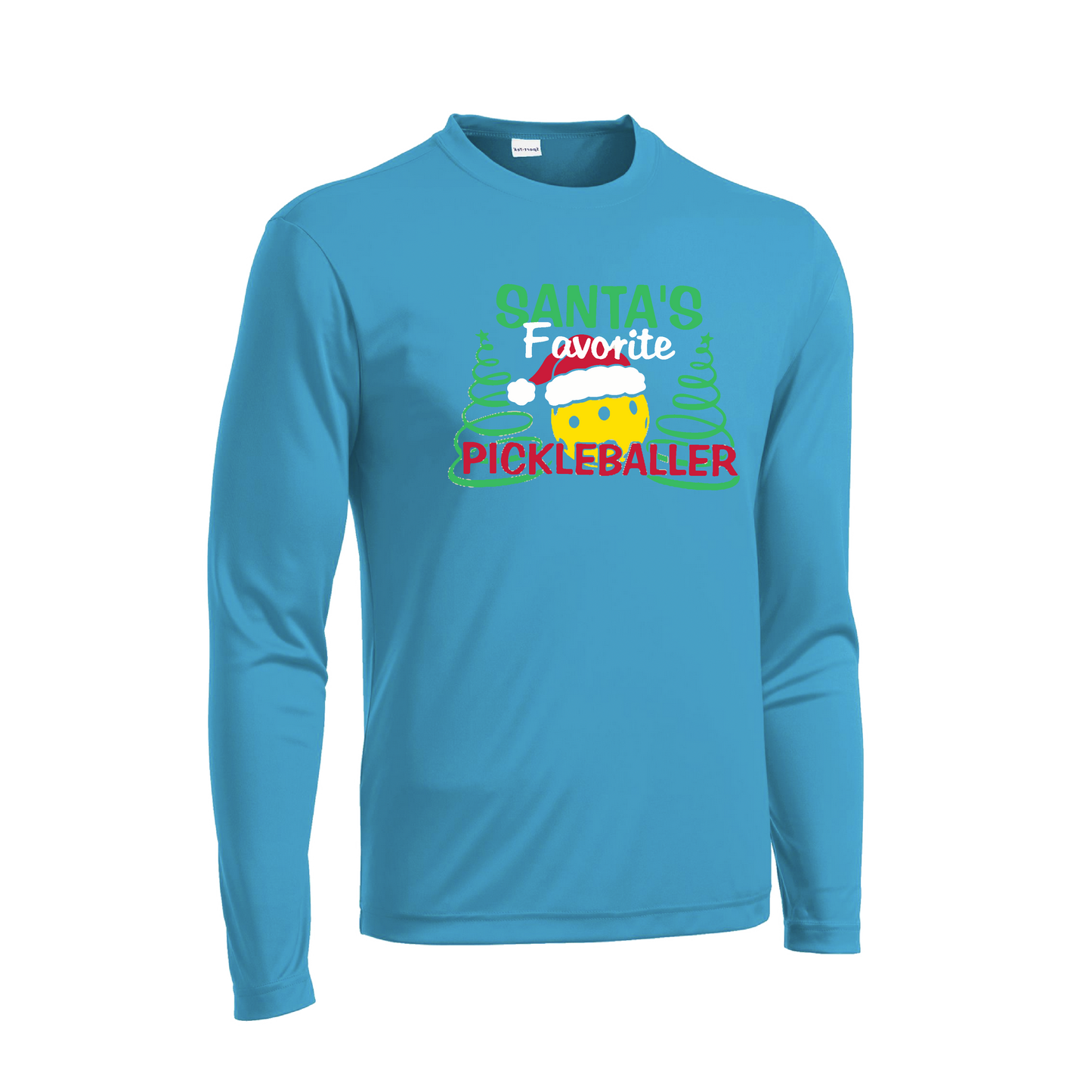 Santa's Favorite Pickleballer | Men's Long Sleeve Athletic Shirt | 100% Polyester