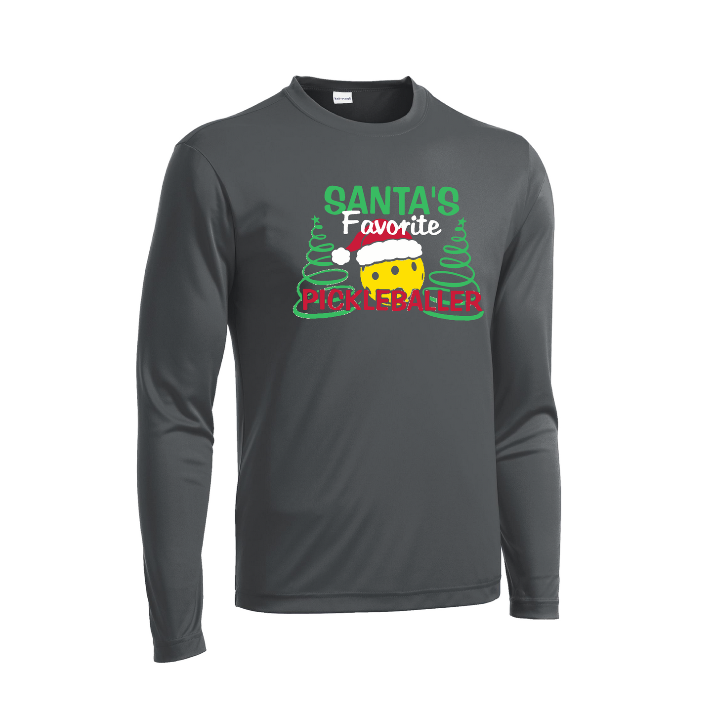Santa's Favorite Pickleballer | Men's Long Sleeve Athletic Shirt | 100% Polyester