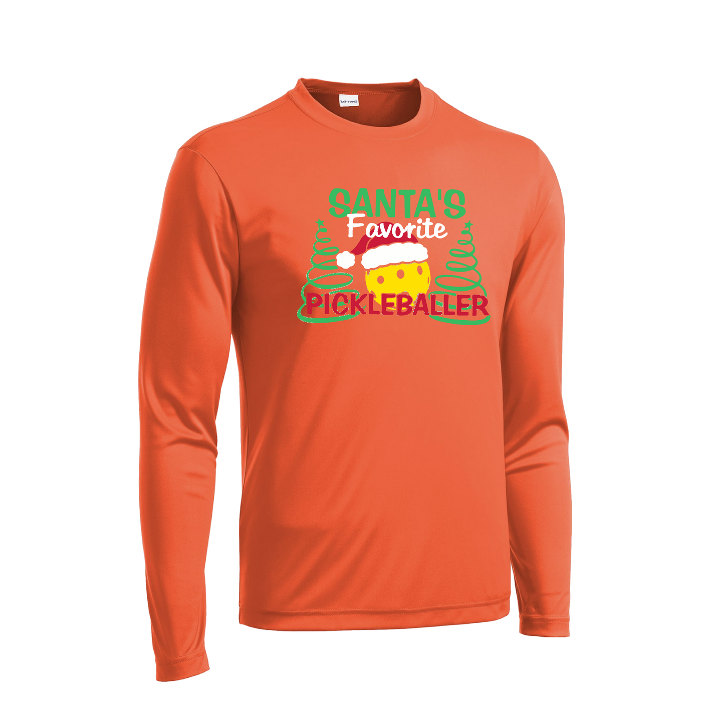 Santa's Favorite Pickleballer | Men's Long Sleeve Athletic Shirt | 100% Polyester