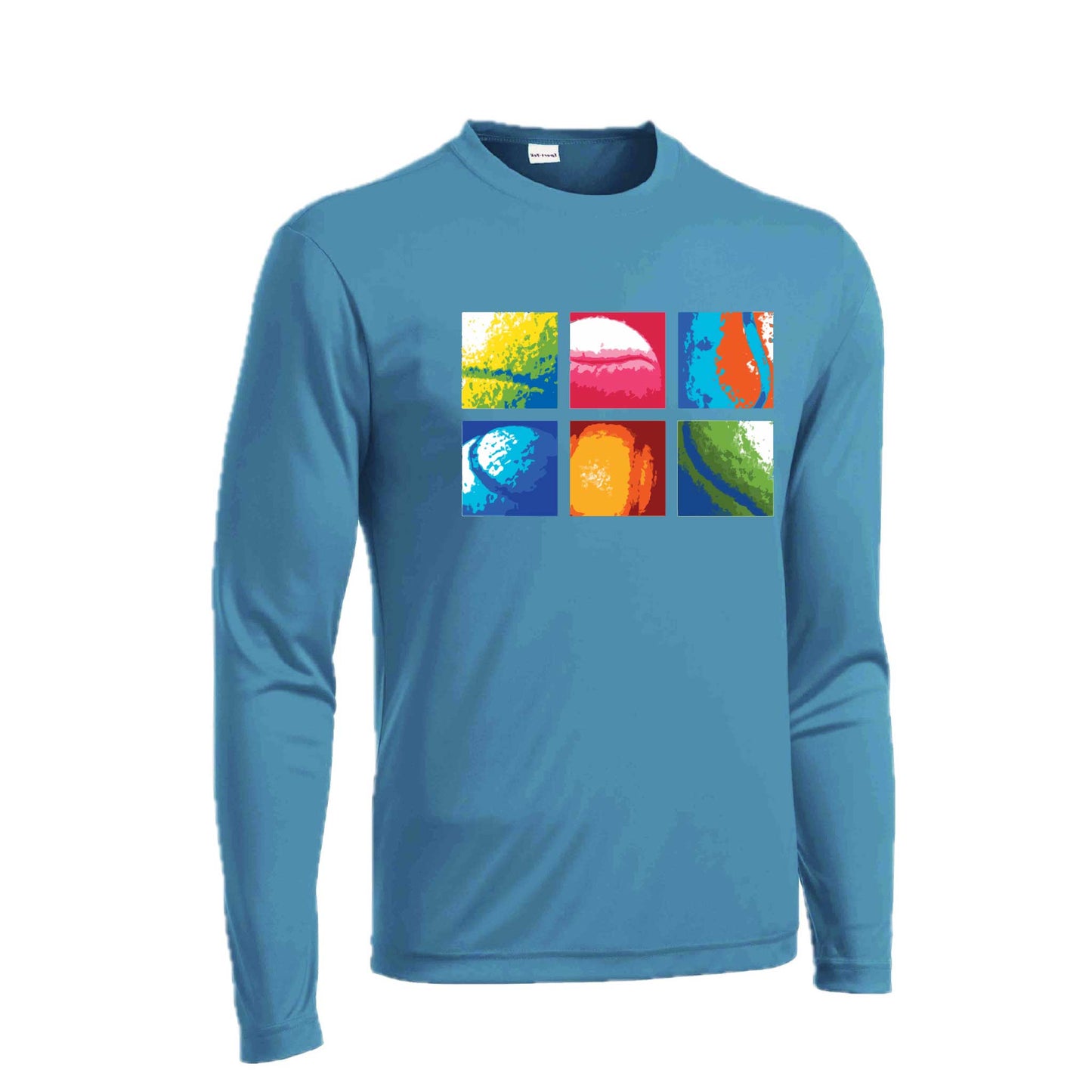 Tennis Squares | Men's Long Sleeve Athletic Tennis Performance T-Shirt | 100% Polyester