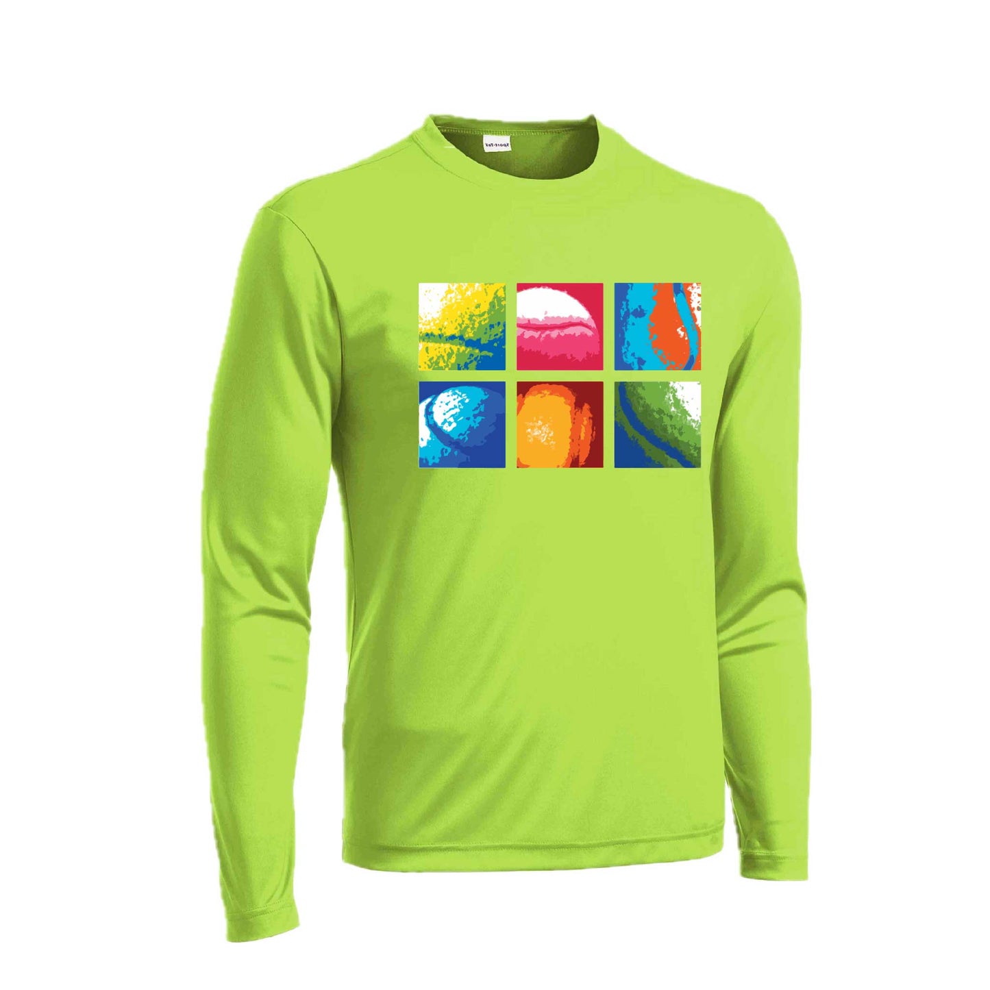 Tennis Squares | Men's Long Sleeve Athletic Tennis Performance T-Shirt | 100% Polyester