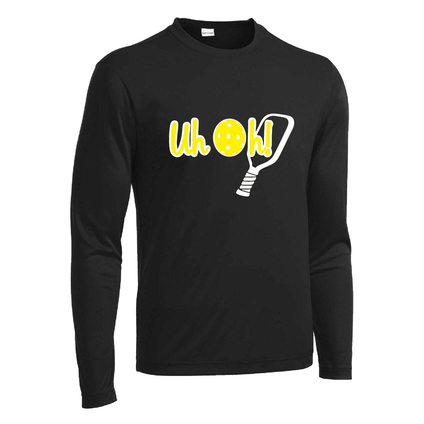 Uh Oh! | Men's Long Sleeve Athletic Pickleball Performance T-Shirt | 100% Polyester