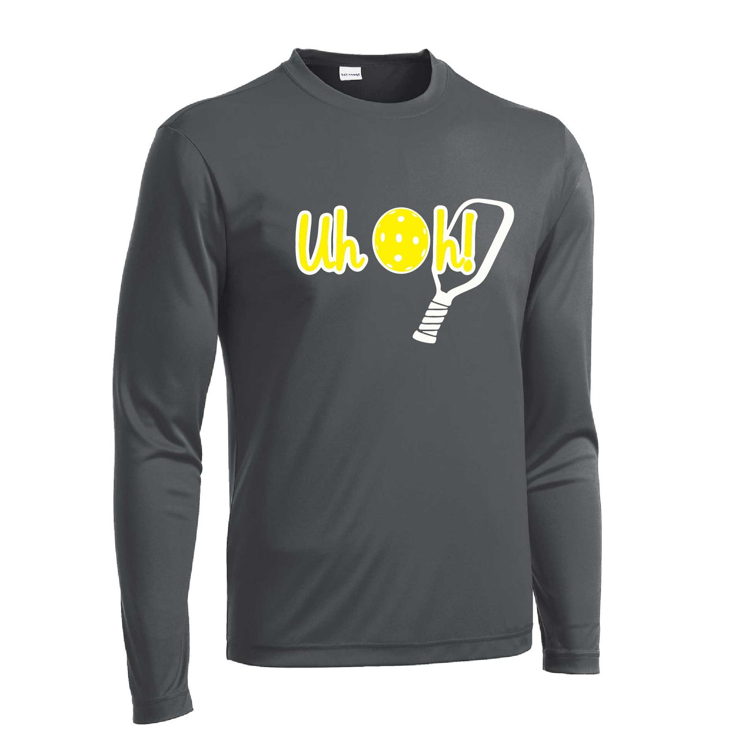 Uh Oh! | Men's Long Sleeve Athletic Pickleball Performance T-Shirt | 100% Polyester