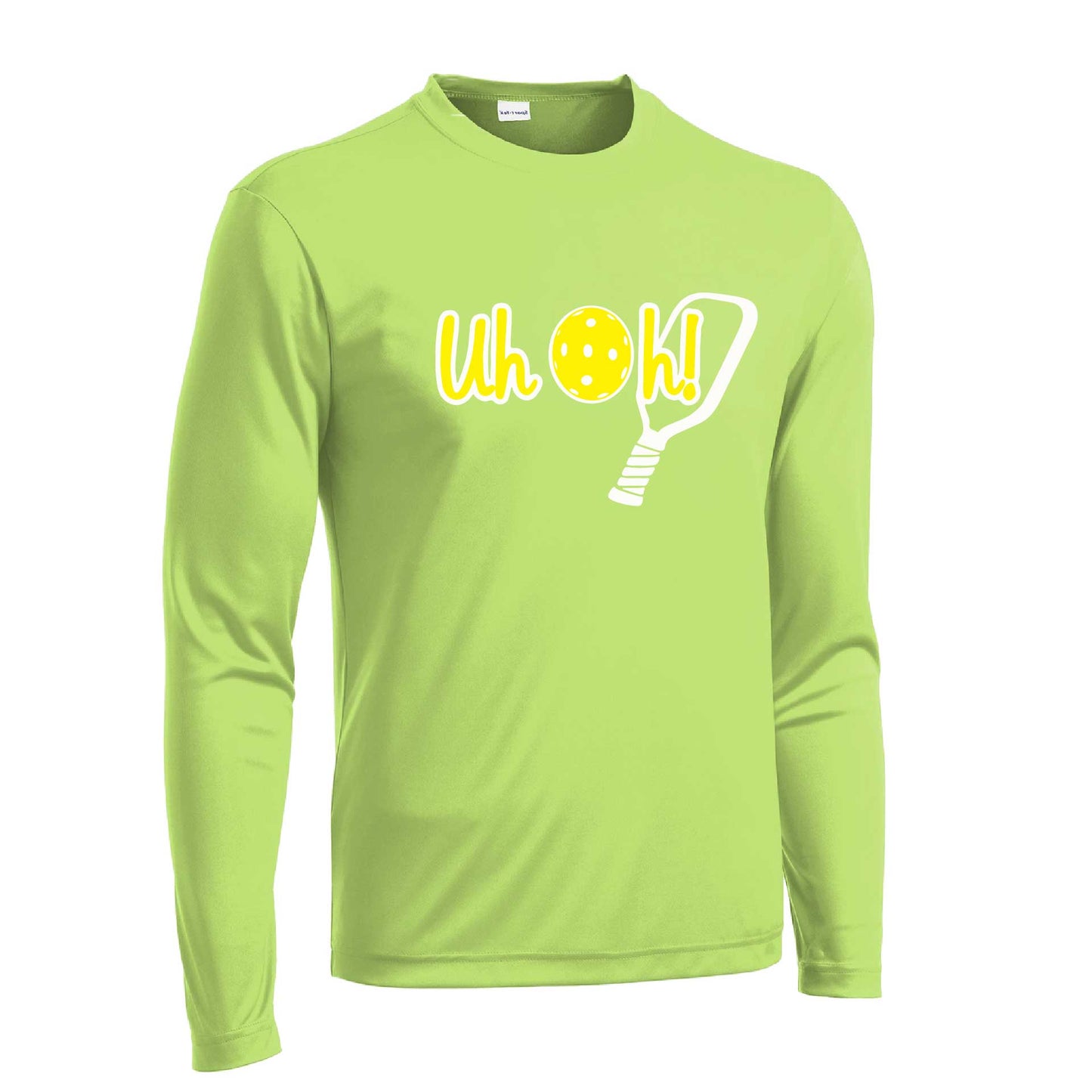 Uh Oh! | Men's Long Sleeve Athletic Pickleball Performance T-Shirt | 100% Polyester