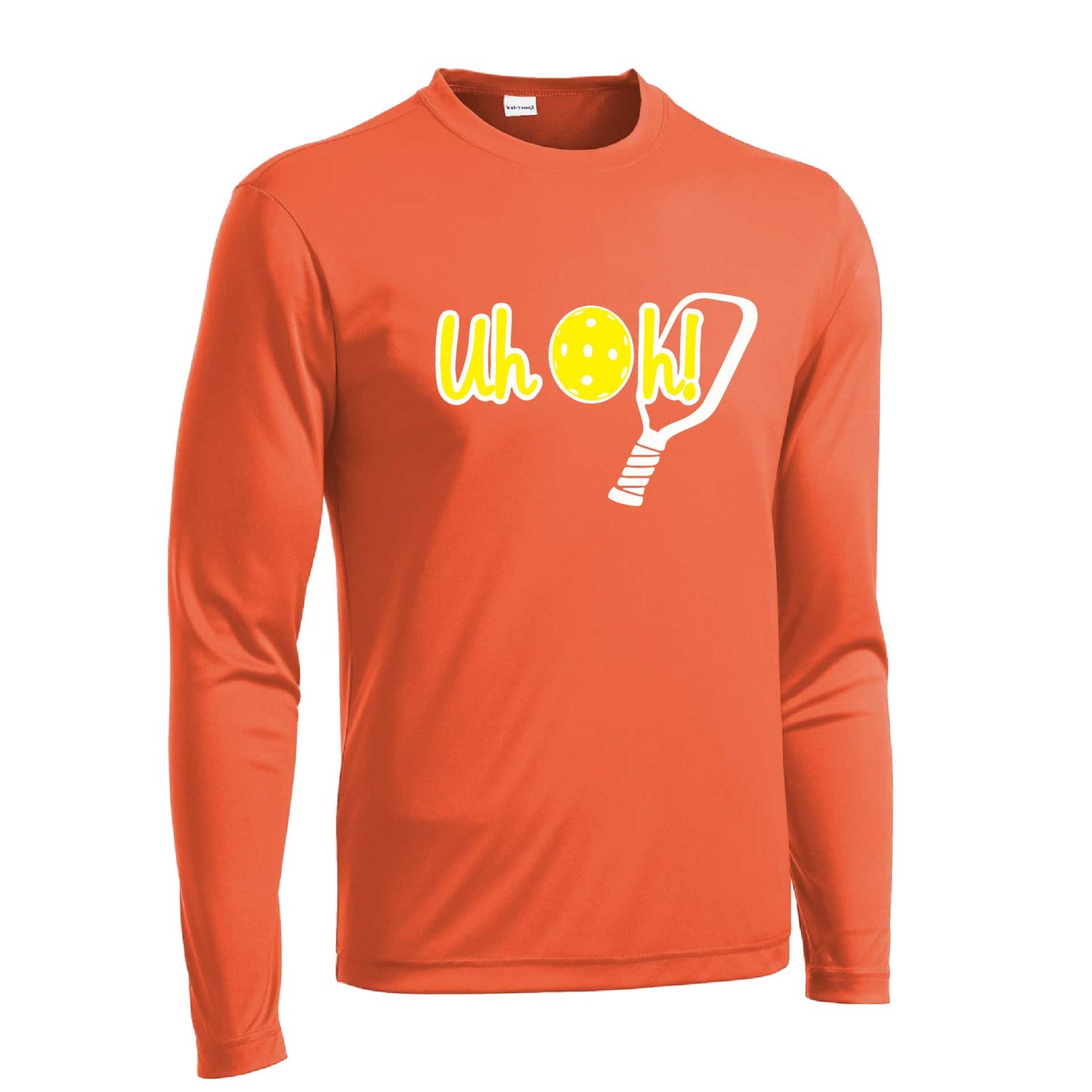 Uh Oh! | Men's Long Sleeve Athletic Pickleball Performance T-Shirt | 100% Polyester