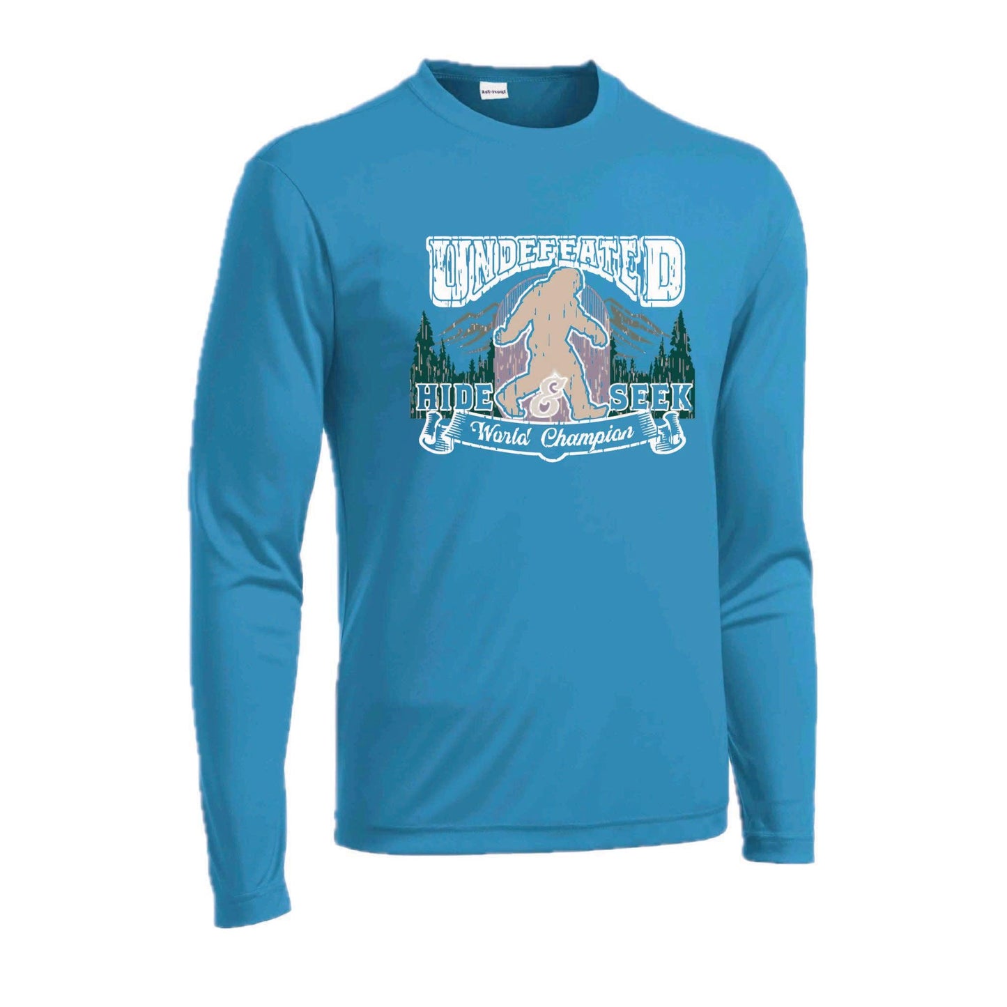 Undefeated Hide & Seek World Champion | Men's Long Sleeve Camping Shirt | 100% Polyester