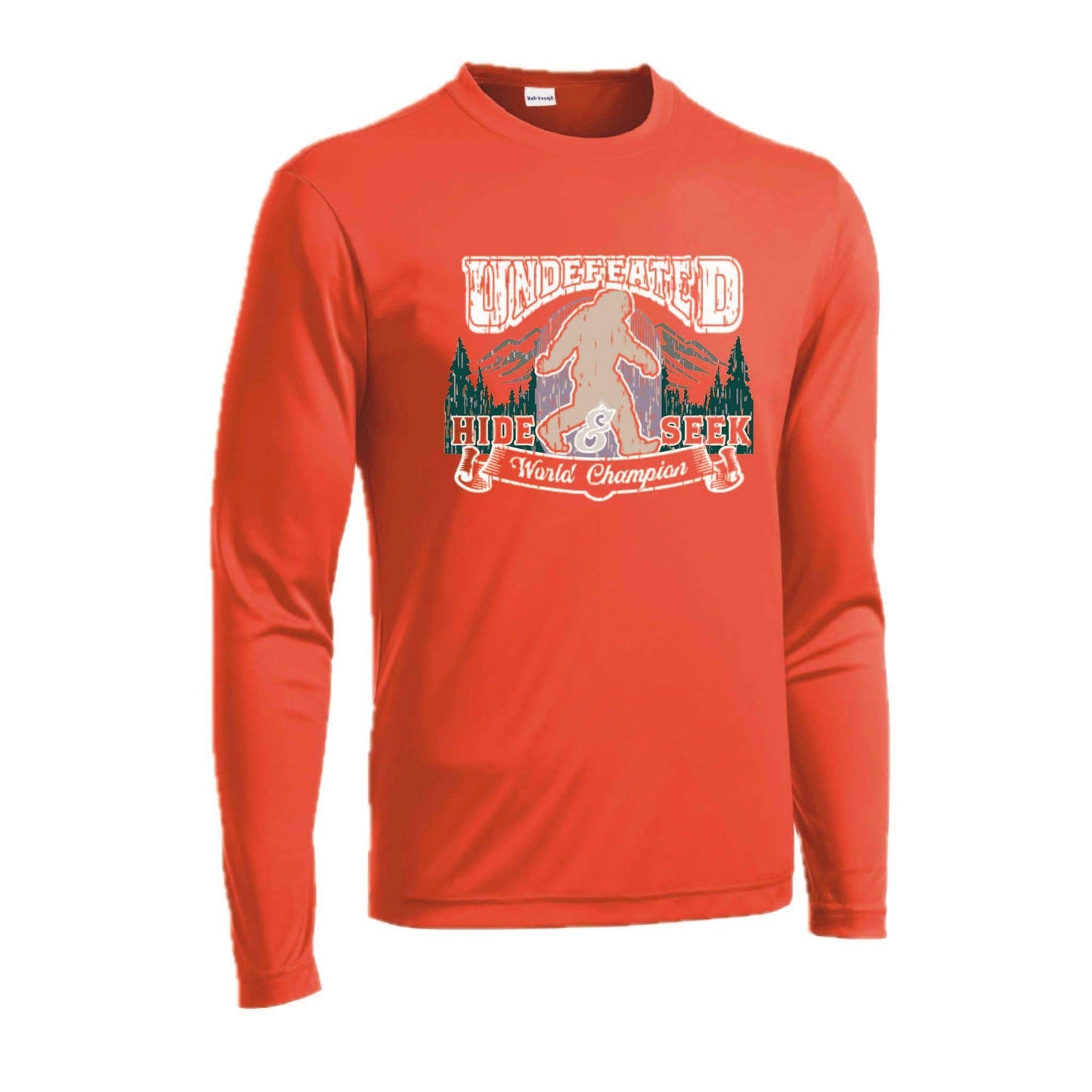 Undefeated Hide & Seek World Champion | Men's Long Sleeve Camping Shirt | 100% Polyester