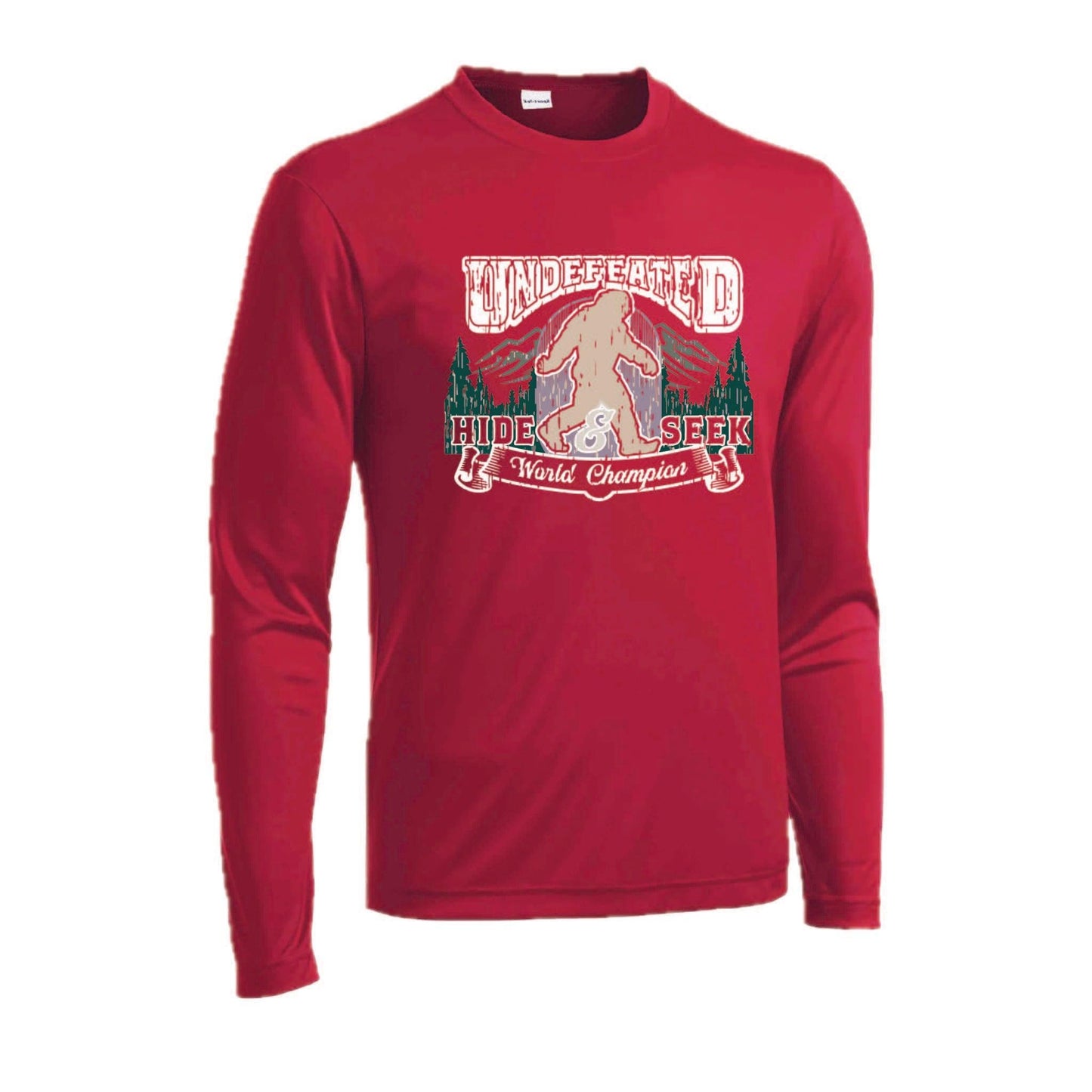 Undefeated Hide & Seek World Champion | Men's Long Sleeve Camping Shirt | 100% Polyester