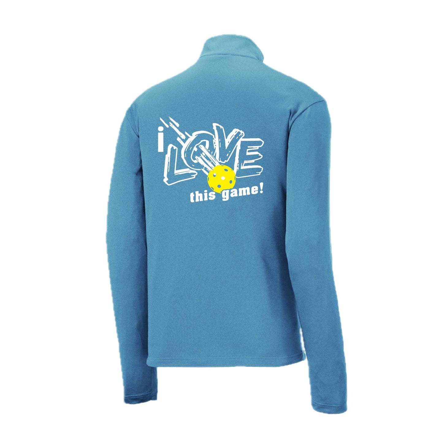I Love This Game | Men's 1/4 Zip Long Sleeve Pullover Athletic Pickleball Performance Shirt | 100% Polyester