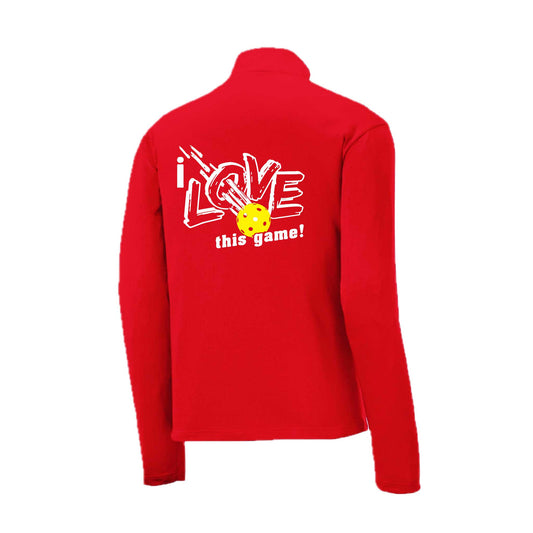 I Love This Game  | Men's 1/4 Zip Long Sleeve Pullover Athletic Pickleball Performance Shirt | 100% Polyester